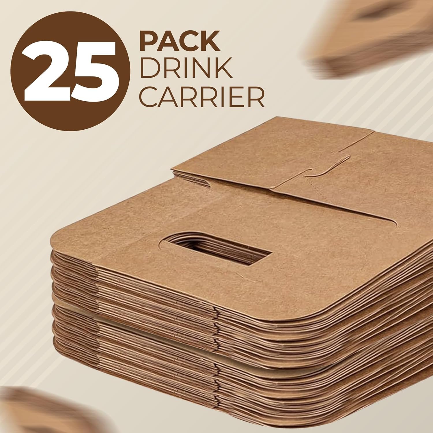 Großhandel 2 Cup Drink Träger mit Griff [25 Pack] tragbarer Becherträger | Einweg-Becherhalter für Getränke - Lieferdienst Becherträger mit individuellem Logo | OEM Caddy für Kaffee mit Griff