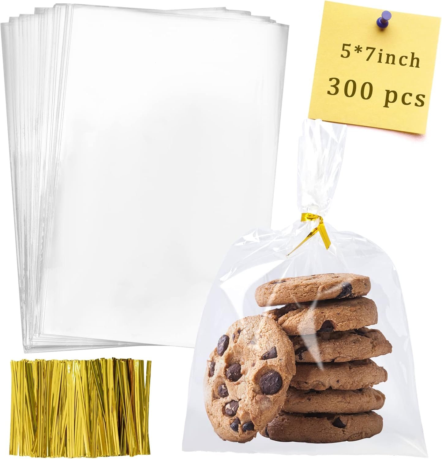 Großhandel 300Pcs Cellophan Beutel 5X7 mit Bändern für Verpackung von Geschenken, Cookies und Süßigkeiten - Individuelles Logo für Ihre Eigenmarke vom Hersteller verfügbar.