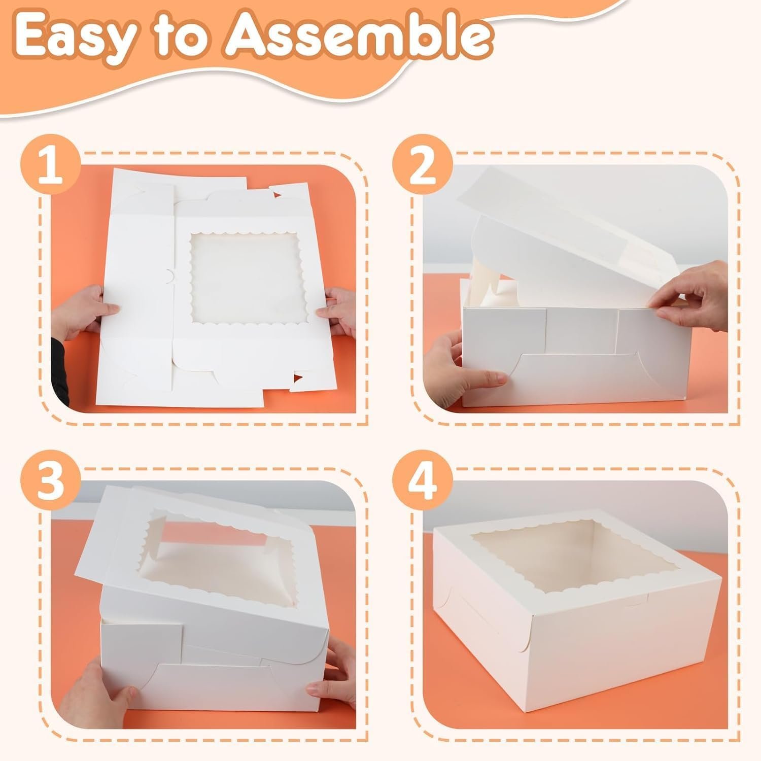 Großhandel 3 Stück 10x10x4,5 Zoll Kuchenboxen, weiße quadratische Einweg-Backwarenboxen mit Fenster für Hochzeit, Geburtstag, Parteien, individuelle Logo-Anpassung durch den Hersteller. Großhandel 3 Stück 10x10x4,5 Zoll Kuchenboxen, weiße quadratische Einweg-Backwarenboxen mit Fenster für Hochzeit, Geburtstag, Parteien, individuelle Logo-Anpassung durch den Hersteller.