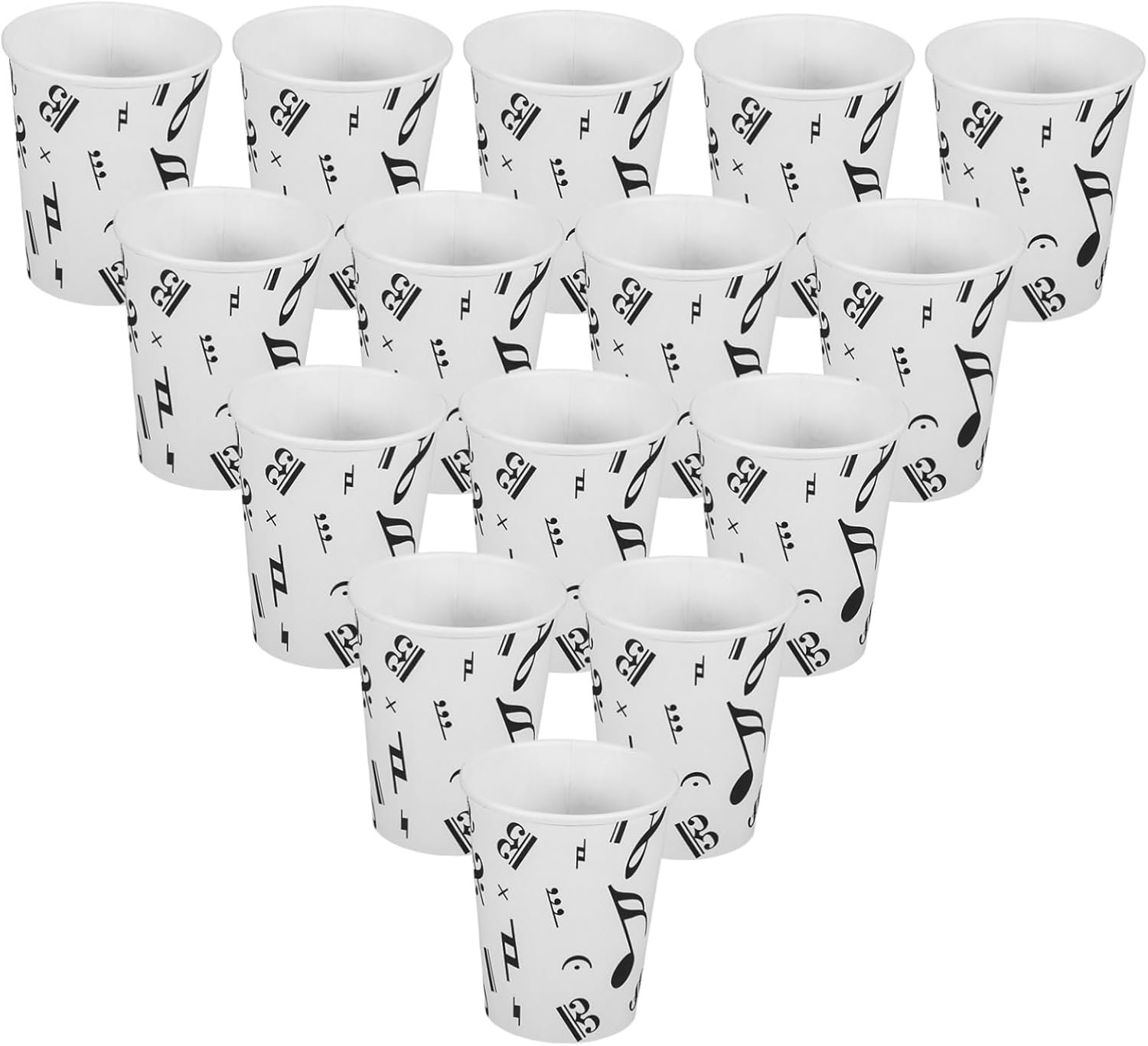 Großhandel 50 Stück Einweg-Pappbecher für Hochzeiten und Partys, Musiknoten-Design, Hersteller von individuellen Logo-Lösungen.