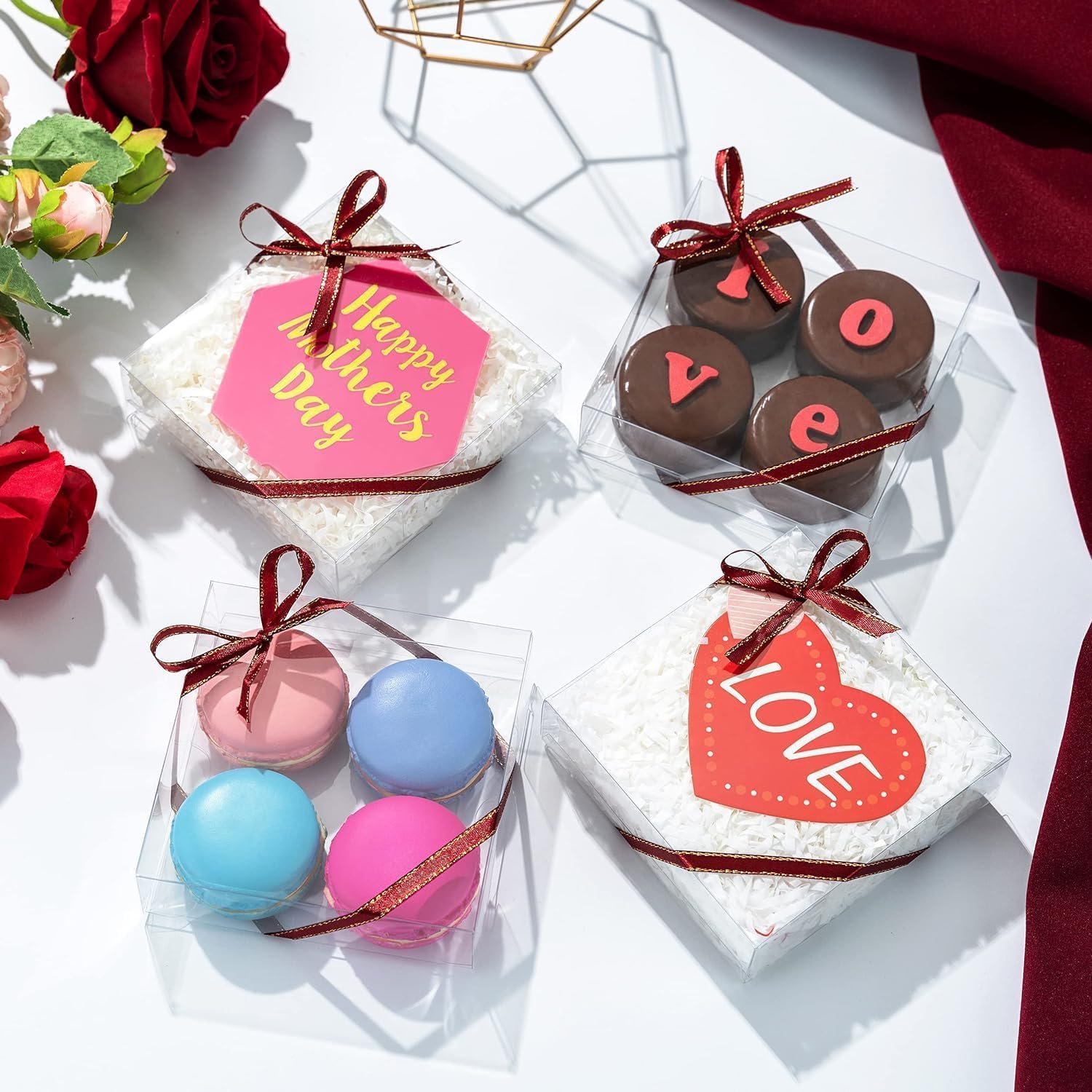 Großhandel 100 Stück 4x4x1,2 Zoll klare Einweg-Keksboxen, Macaron-Boxen und Brownie-Boxen für individuelles Logo, perfekt für Ostern, Muttertag, Vatertag, Weihnachten und Geburtstage von zuverlässigen Herstellern.