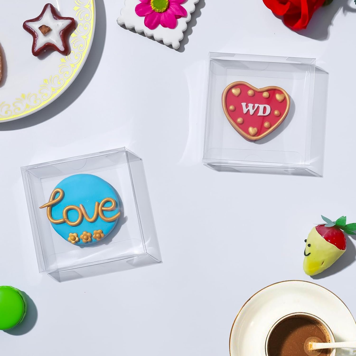 Großhandel 100 Stück 4x4x1,2 Zoll klare Einweg-Keksboxen, Macaron-Boxen und Brownie-Boxen für individuelles Logo, perfekt für Ostern, Muttertag, Vatertag, Weihnachten und Geburtstage von zuverlässigen Herstellern.