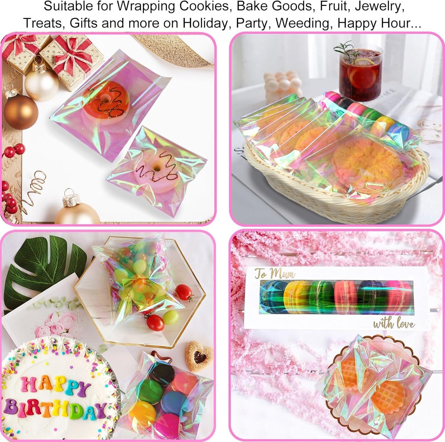 Großhandel Selbstklebende schillernde Zellophanbeutel 5x6 Zoll, 100 Stück wiederverschließbare Geschenkbeutel für individuelle Marken, Verpackungen und Partys Großhandel Selbstklebende schillernde Zellophanbeutel 5x6 Zoll, 100 Stück wiederverschließbare Geschenkbeutel für individuelle Marken, Verpackungen und Partys