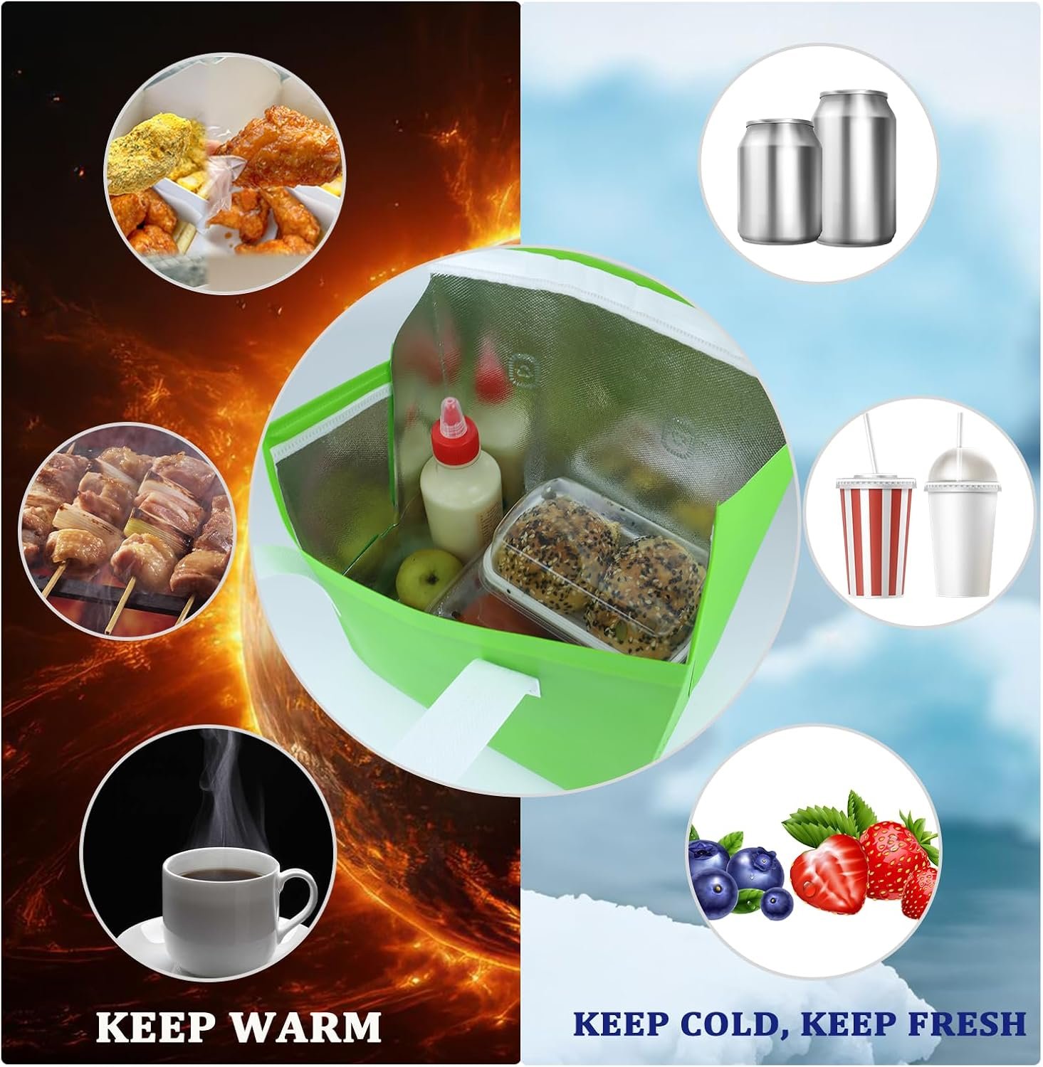 Großhandel 12 Stück isolierte Take Away Taschen für heiße und kalte Getränke, individuell bedruckbar, ideal für Thermo-Lunch und Lebensmittel-Lieferung (6 Farben) von renommierten Herstellern.