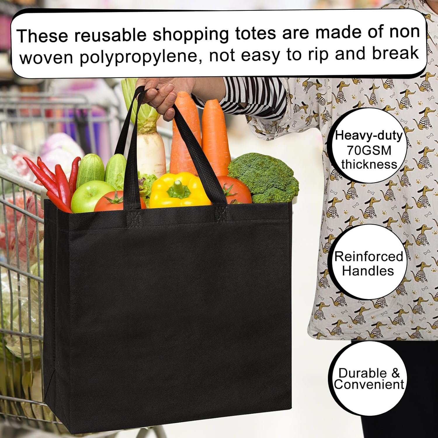 Großhandel wiederverwendbare Tragetaschen mit verstärkten Griffen, individuell bedruckbar, für Großmengen-Einkäufe. Großhandel wiederverwendbare Tragetaschen mit verstärkten Griffen, individuell bedruckbar, für Großmengen-Einkäufe.