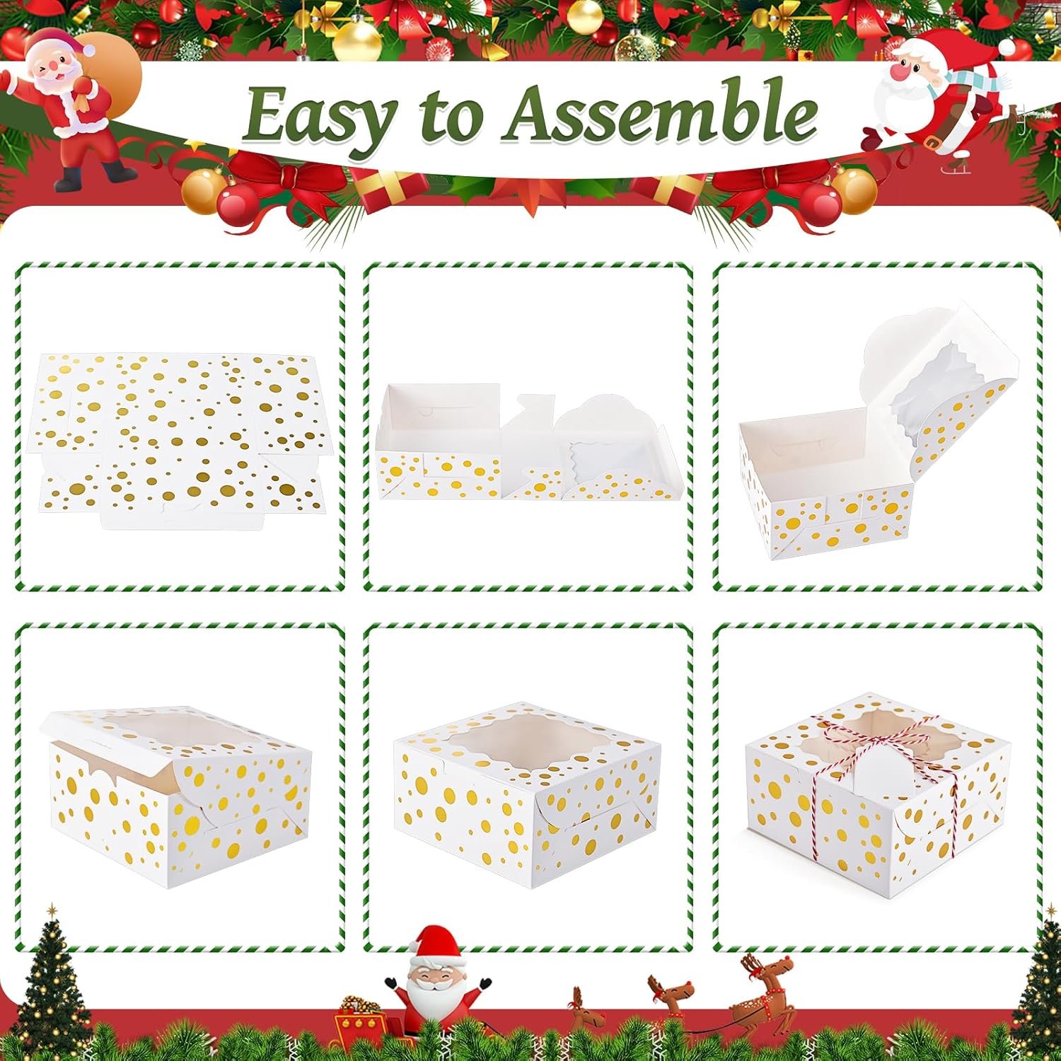 Großhandel 32 Stück 4x4x2,5 Zoll Weihnachtskeksboxen mit Fenster, weiße Bäckereiboxen für Geschenke, individuelle Logo-Druckoptionen, Hersteller von Leckereien, Bulk-Pastry-Boxen für Schokolade, Cupcakes und Donuts. Großhandel 32 Stück 4x4x2,5 Zoll Weihnachtskeksboxen mit Fenster, weiße Bäckereiboxen für Geschenke, individuelle Logo-Druckoptionen, Hersteller von Leckereien, Bulk-Pastry-Boxen für Schokolade, Cupcakes und Donuts.