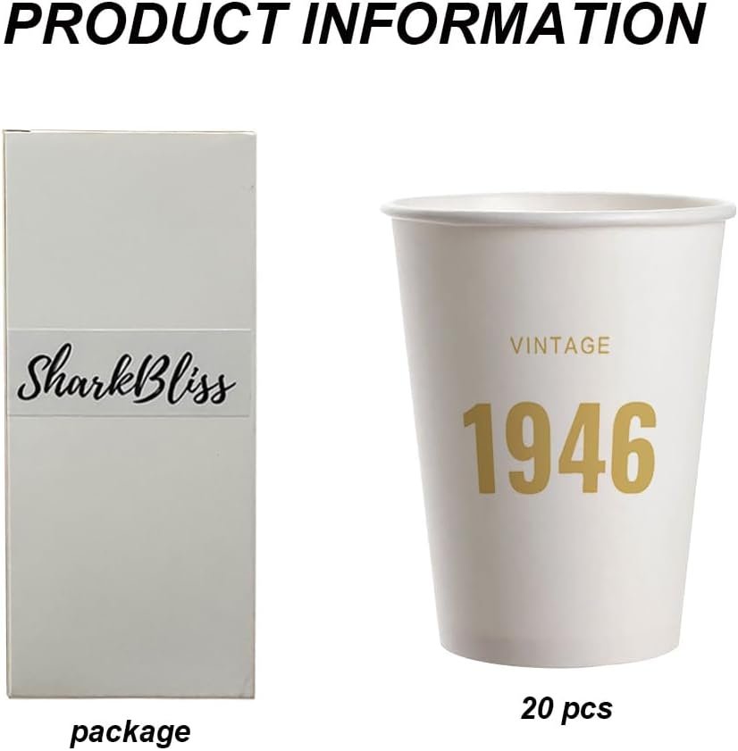 Großhandel Vintage 19X6 Geburtstagspartytassen mit individuellem Logo (Gold, Vintage 1946) von Hersteller.