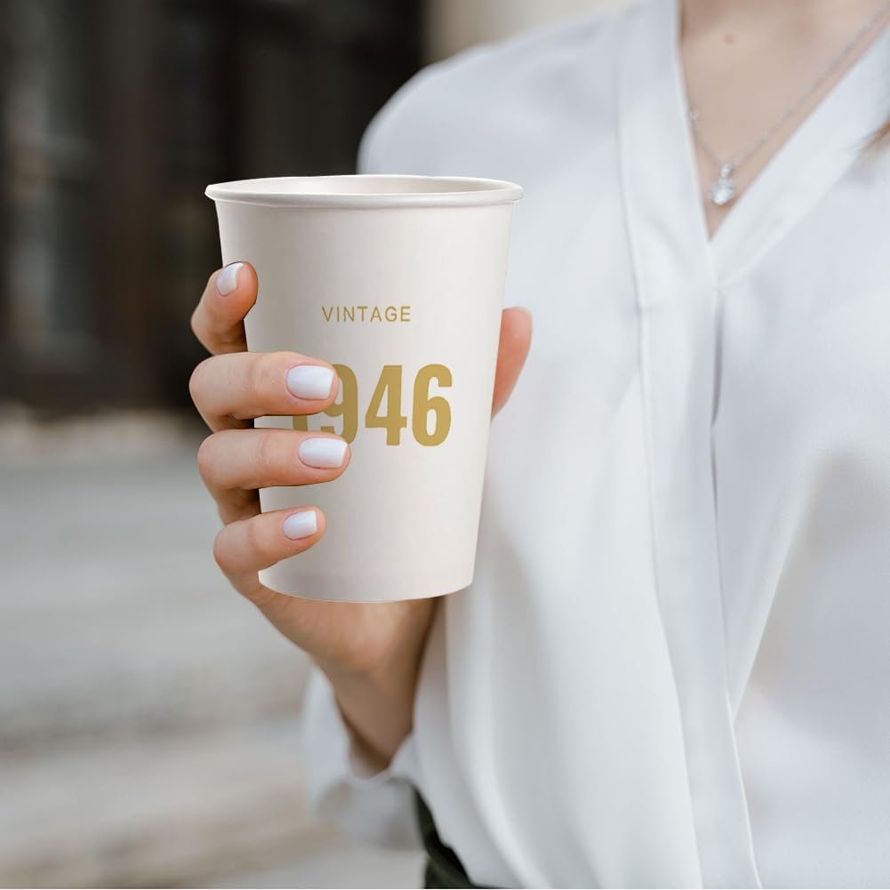 Großhandel Vintage 19X6 Geburtstagspartytassen mit individuellem Logo (Gold, Vintage 1946) von Hersteller.