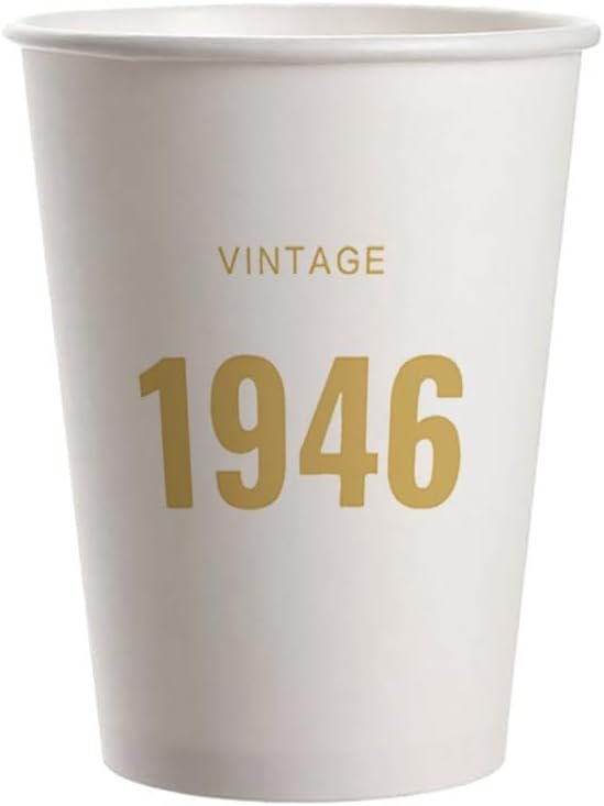 Großhandel Vintage 19X6 Geburtstagspartytassen mit individuellem Logo (Gold, Vintage 1946) von Hersteller.