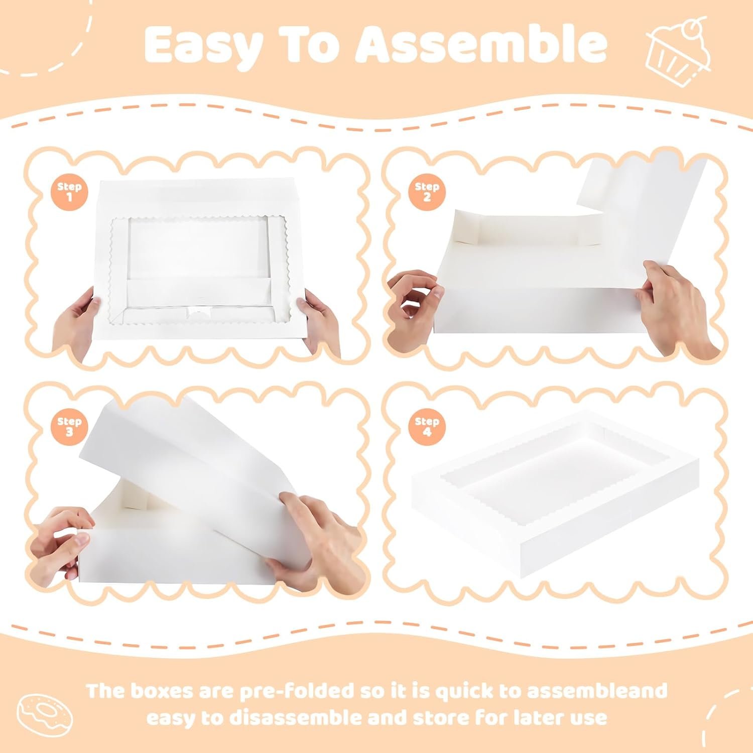 Großhandel 40 Stück Verpackungsboxen mit Fenster, 16x11x2,5 Zoll, ideale Donut-Boxen und weiße Keksboxen für Schokoladenüberzogene Erdbeeren, Macarons, Donuts, Torten und Kekse, individuell bedruckbar, vom Lieferanten.