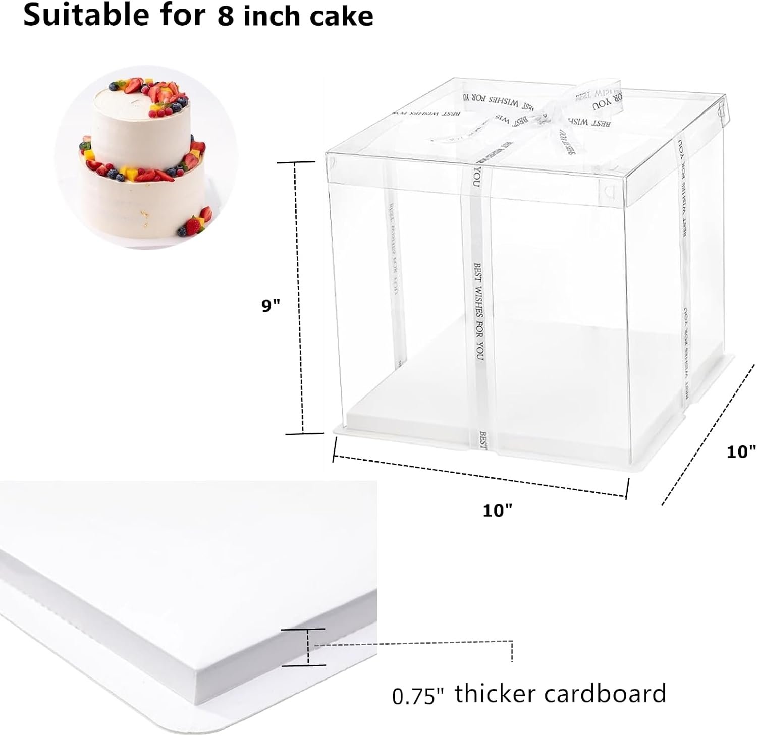 Großhandel 6er Pack transparente Tortenschachteln, 10