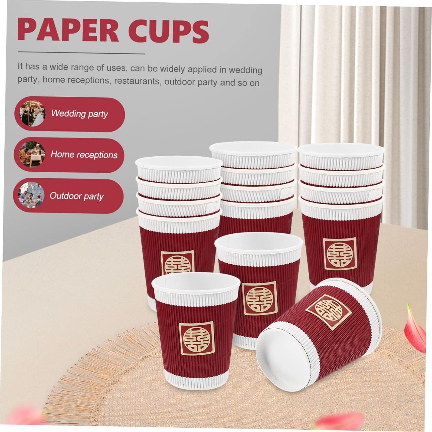 Großhandel 20 Stück Pinke Pappbecher für Hochzeiten, individuell bedruckbar, Hersteller von Einwegbechern für Spirituosen.