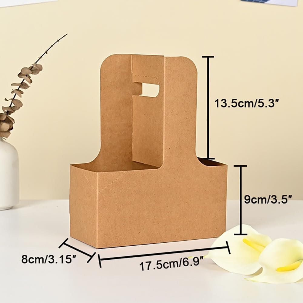 Großhandel 2 Cup Carrier mit Griffen, Einweg Getränkehalter aus Kraftpapier für Cafe und Restaurant, OEM Cup Carrier für Takeout, Packung mit 20 Stück