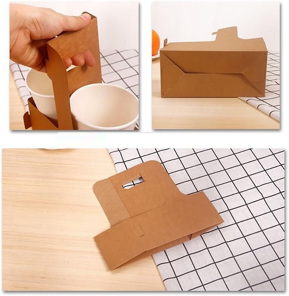 Großhandel 2 Cup Carrier mit Griffen, Einweg Getränkehalter aus Kraftpapier für Cafe und Restaurant, OEM Cup Carrier für Takeout, Packung mit 20 Stück
