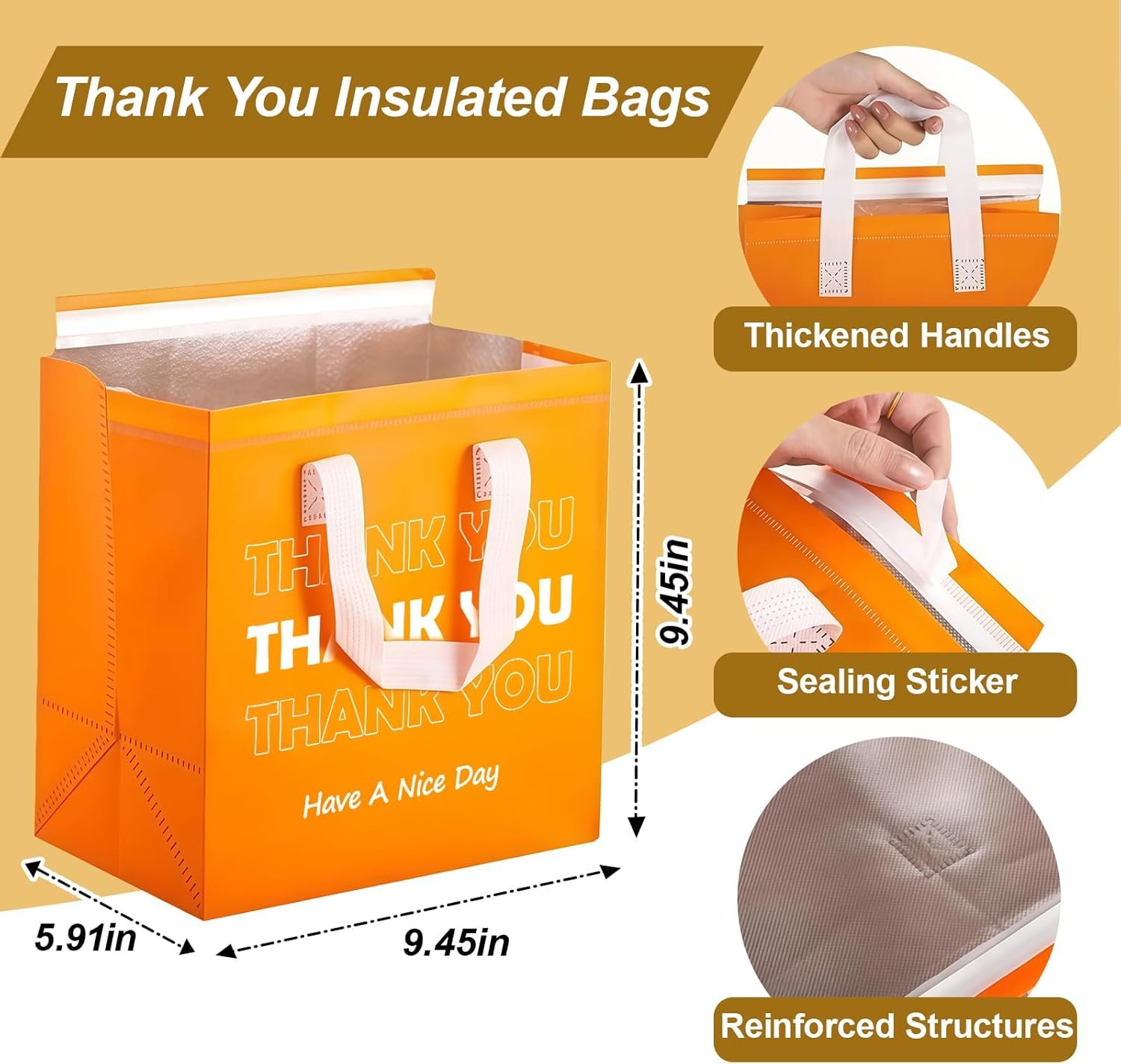 Großhandel 25 Stück Thermo-Isolierte Take Away Taschen in Multicolor für heiße und kalte Speisen, 9,5x9,5x6 cm, OEM Lieferant für Lebensmittel-Lieferdienste, Catering und Gastronomie.