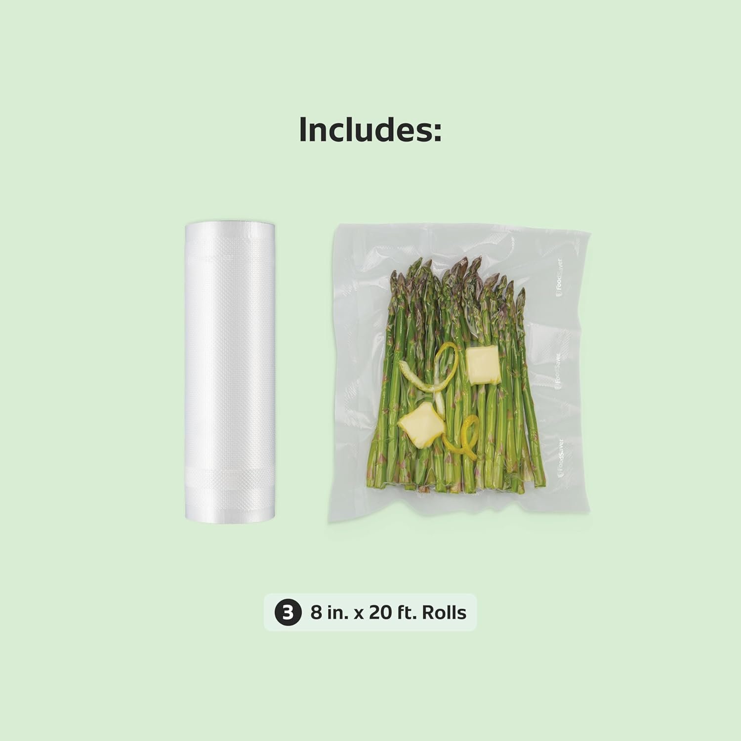 Großhandel vakuumversiegelte Lagerbeutel, 8 x 20' (Packung mit 3), ideal für Meal Prep und Sous Vide Kochen, individuellem Logo für Eigenmarken, vom Hersteller.