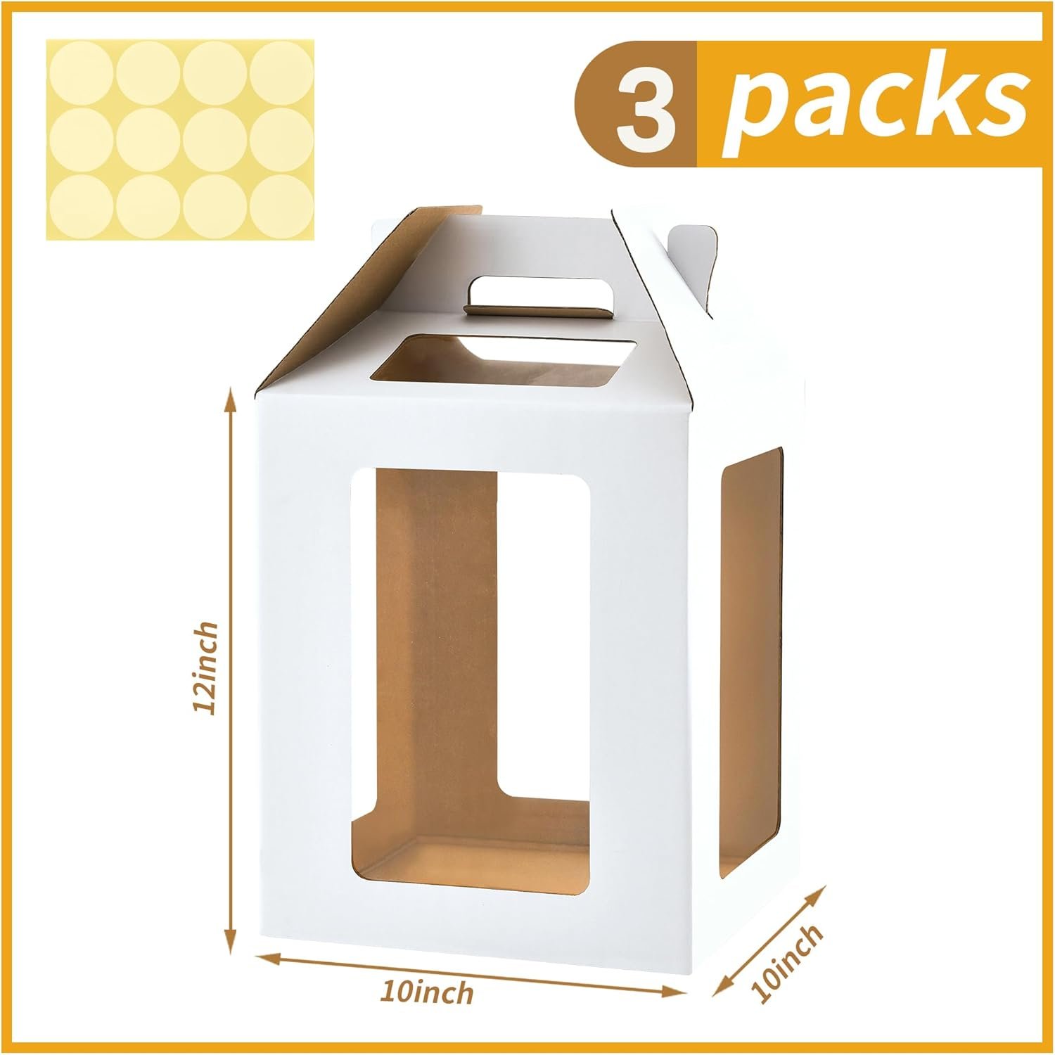 Großhandel 3er Pack hohe Kuchenboxen für mehrstöckige Torten 10x10x12 Zoll mit Fenstern, OEM 8 Zoll 10 Zoll wegwerfbare hohe Backboxen mit Griff für Geburtstag Hochzeit Party.