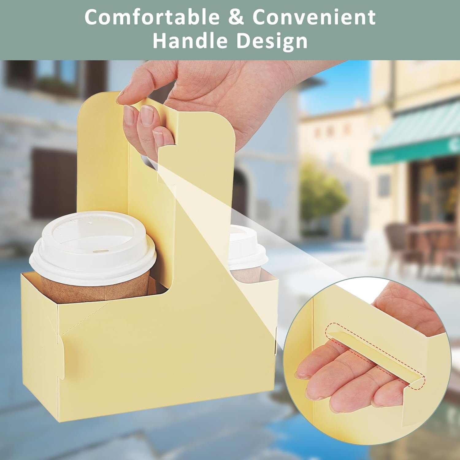 Großhandel 2 Cup Drink Carrier für heiße und kalte Getränke mit Handle, 16 Pack Einweg-Trinkträger mit Bechersleeves & Sticker, OEM für Lebensmittellieferungen oder Mitnahme.