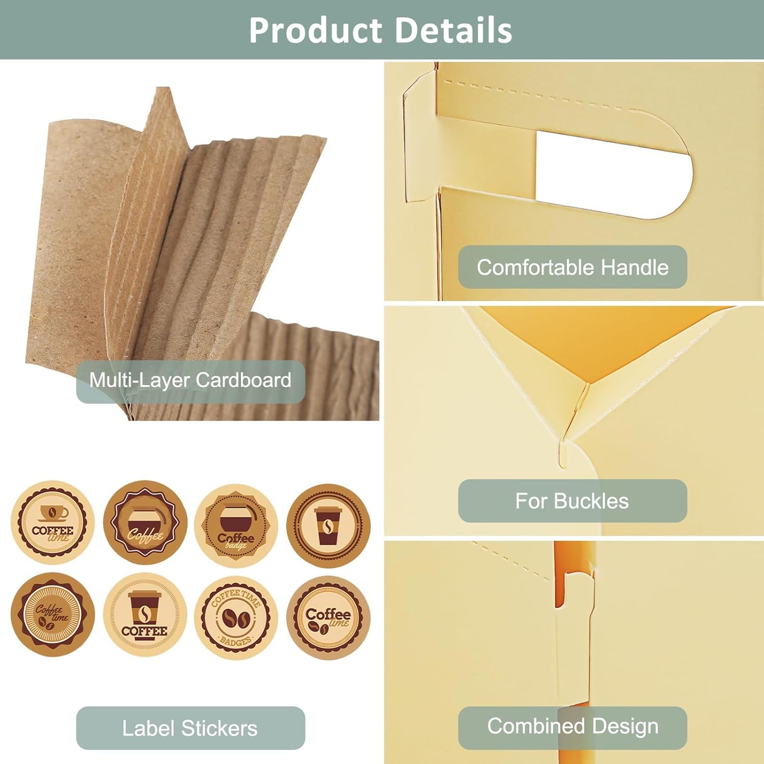 Großhandel 2 Cup Drink Carrier für heiße und kalte Getränke mit Handle, 16 Pack Einweg-Trinkträger mit Bechersleeves & Sticker, OEM für Lebensmittellieferungen oder Mitnahme.