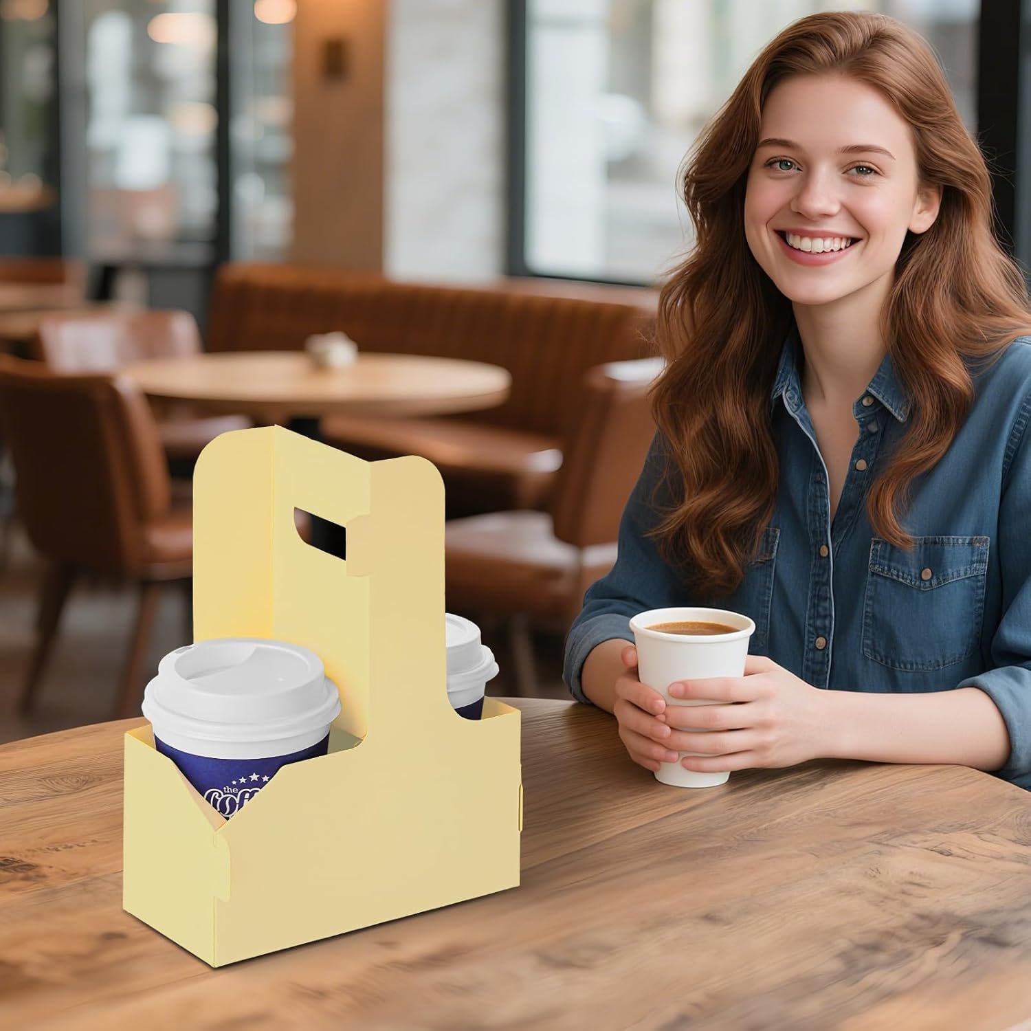 Großhandel 2 Cup Drink Carrier für heiße und kalte Getränke mit Handle, 16 Pack Einweg-Trinkträger mit Bechersleeves & Sticker, OEM für Lebensmittellieferungen oder Mitnahme.