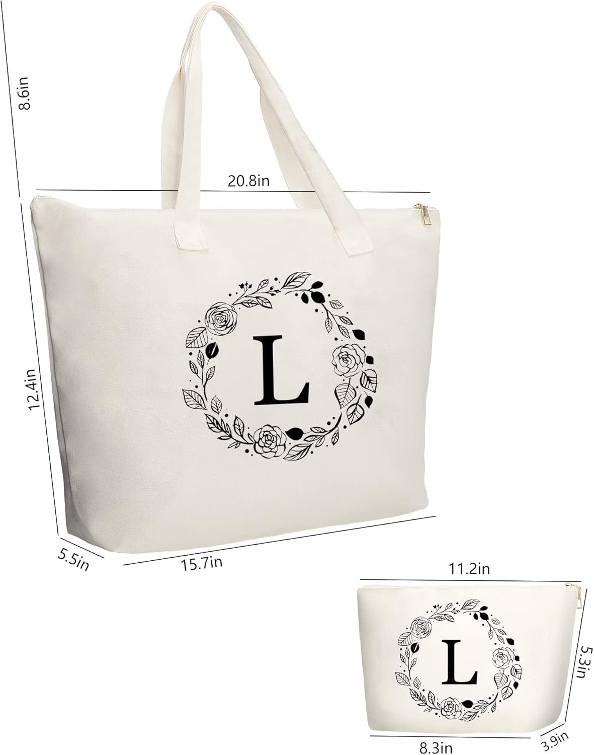 Großhandel personalisierte Tote Bag mit Reißverschluss, individuelles Logo und innere Tasche, perfektes Geschenk für Frauen, Mütter, Lehrer, Freunde und Brautjungfern in Bulk.