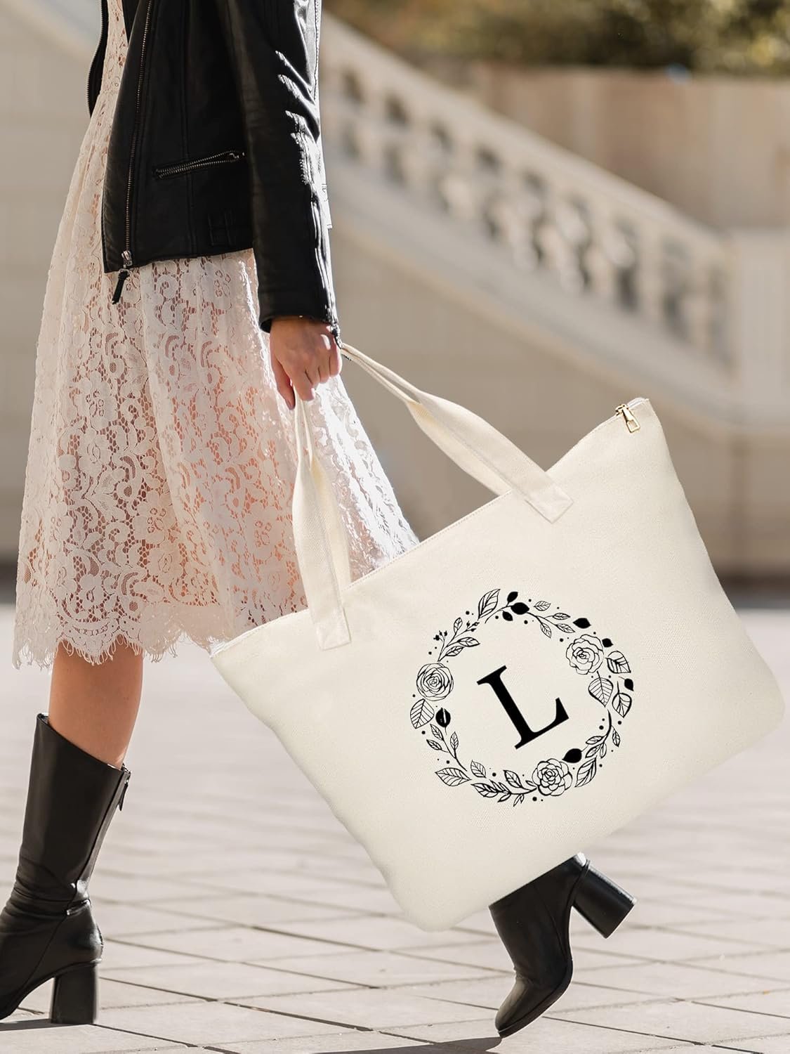 Großhandel personalisierte Tote Bag mit Reißverschluss, individuelles Logo und innere Tasche, perfektes Geschenk für Frauen, Mütter, Lehrer, Freunde und Brautjungfern in Bulk.