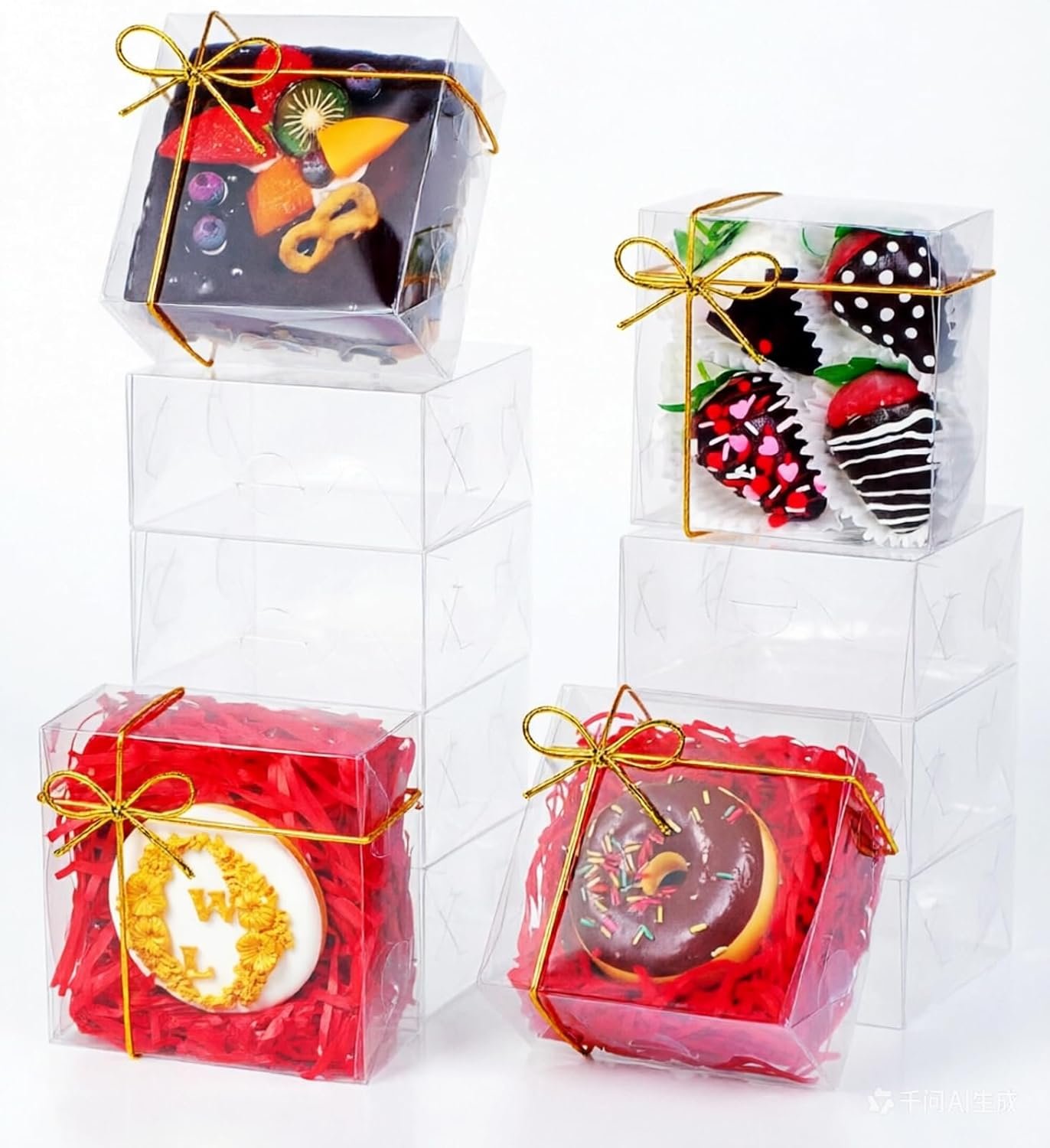 Großhandel 25er Pack klare Backboxen 5x5x2 Zoll für Mini-Kuchen, Cookies, Macarons, Torten und Brownies mit individuellem Logo, Hersteller von Verpackungslösungen, Bulk Optionen verfügbar.