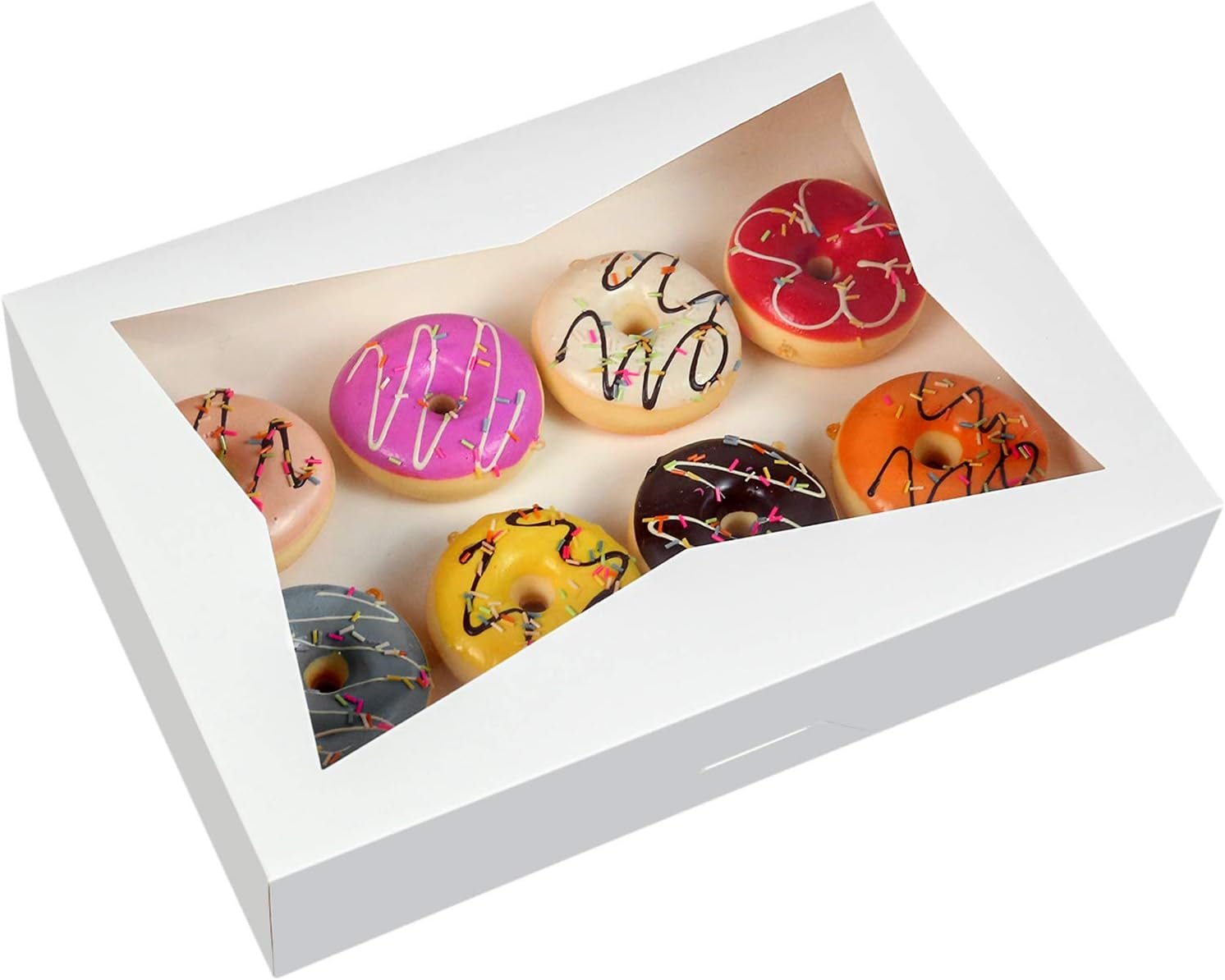 Großhandel 15-Pack 14x10x3 Zoll weiße Kartonage mit PVC-Fenstern für Bäckerei-Kekse, individuelles Logo, Hersteller für Bulk-Bestellungen von Kuchen.