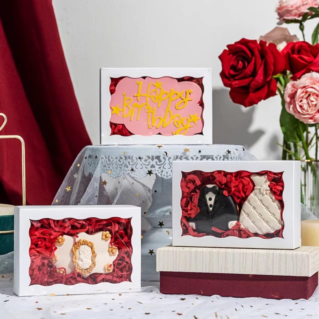 Großhandel 50er Pack DIY Zusammenbau Weiß 7 x 4 3/8 x 1½ Zoll Keksboxen mit Fenster für Macarons, Eigenmarke Verpackung für Pralinen und Kuchen. Hersteller für Backbedarf im Bulk. Großhandel 50er Pack DIY Zusammenbau Weiß 7 x 4 3/8 x 1½ Zoll Keksboxen mit Fenster für Macarons, Eigenmarke Verpackung für Pralinen und Kuchen. Hersteller für Backbedarf im Bulk.