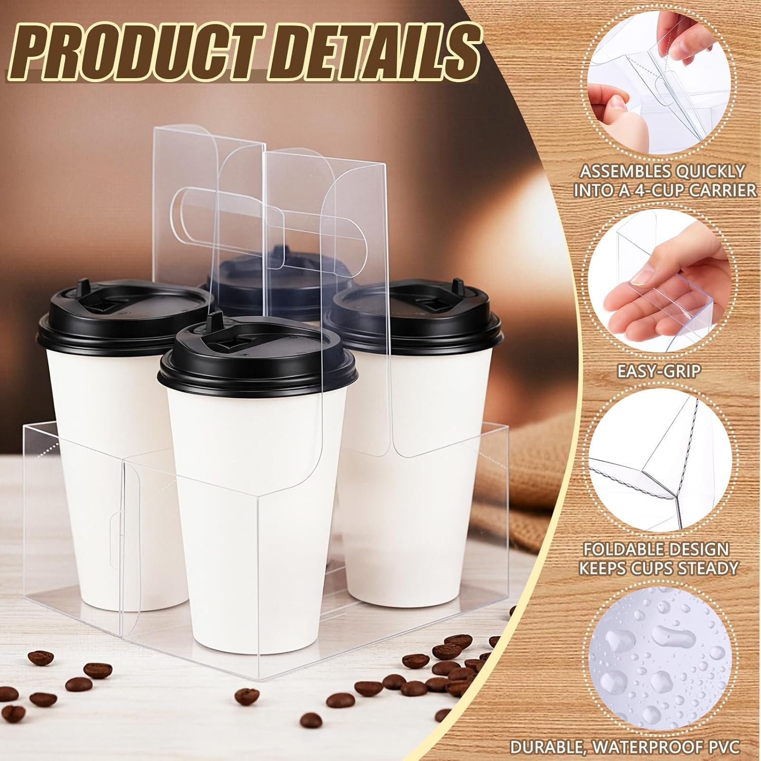 Großhandel 12 Stück Klarer Kunststoff 2-Tassen Getränkehalter mit Griff, Hochwertiger PVC Kaffeebecher-Halter, Wasserfest, wiederverwendbarer Getränke-Caddy für Takeout, Hochzeit, Party, Geburtstag, Event und Muttertag, Individuelles Logo, Hersteller Großhandel 12 Stück Klarer Kunststoff 2-Tassen Getränkehalter mit Griff, Hochwertiger PVC Kaffeebecher-Halter, Wasserfest, wiederverwendbarer Getränke-Caddy für Takeout, Hochzeit, Party, Geburtstag, Event und Muttertag, Individuelles Logo, Hersteller
