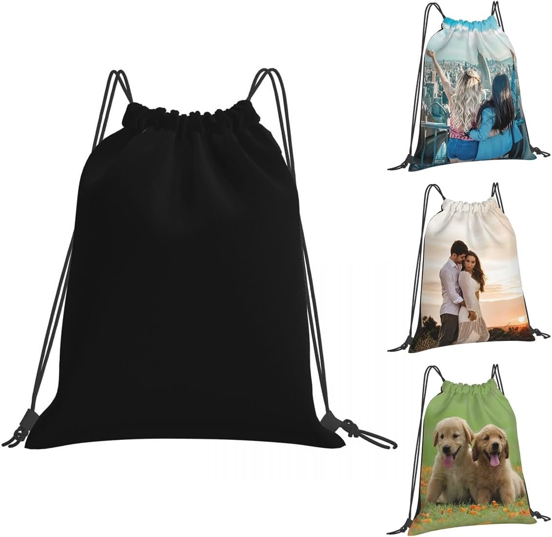 Großhandel individueller Drawstring Rucksack, 14x16in, mit eigenem Logo oder Text personalisierbar für Camping, Strand, Shopping und Yoga, vom Hersteller in Bulk erhältlich.