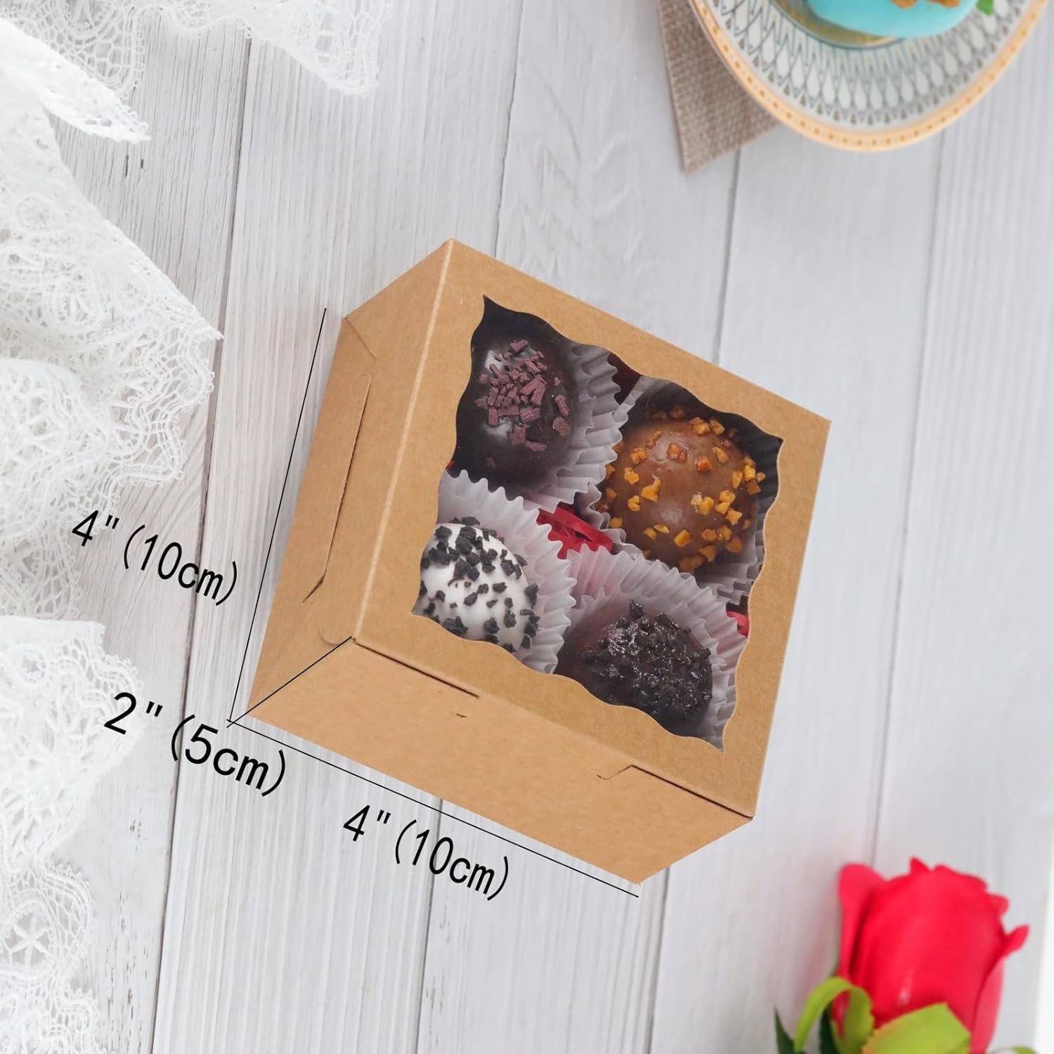 Großhandel 40er Pack kleine Backboxen 4x4x2 Zoll für Kekse, Mini Bundt-Torte, Pudding, Zimtschneckenverpackung, Schokoladentrüffelbox, individuelles Logo für Hochzeitsfavoriten, Hersteller von Verpackungen in großer Menge.