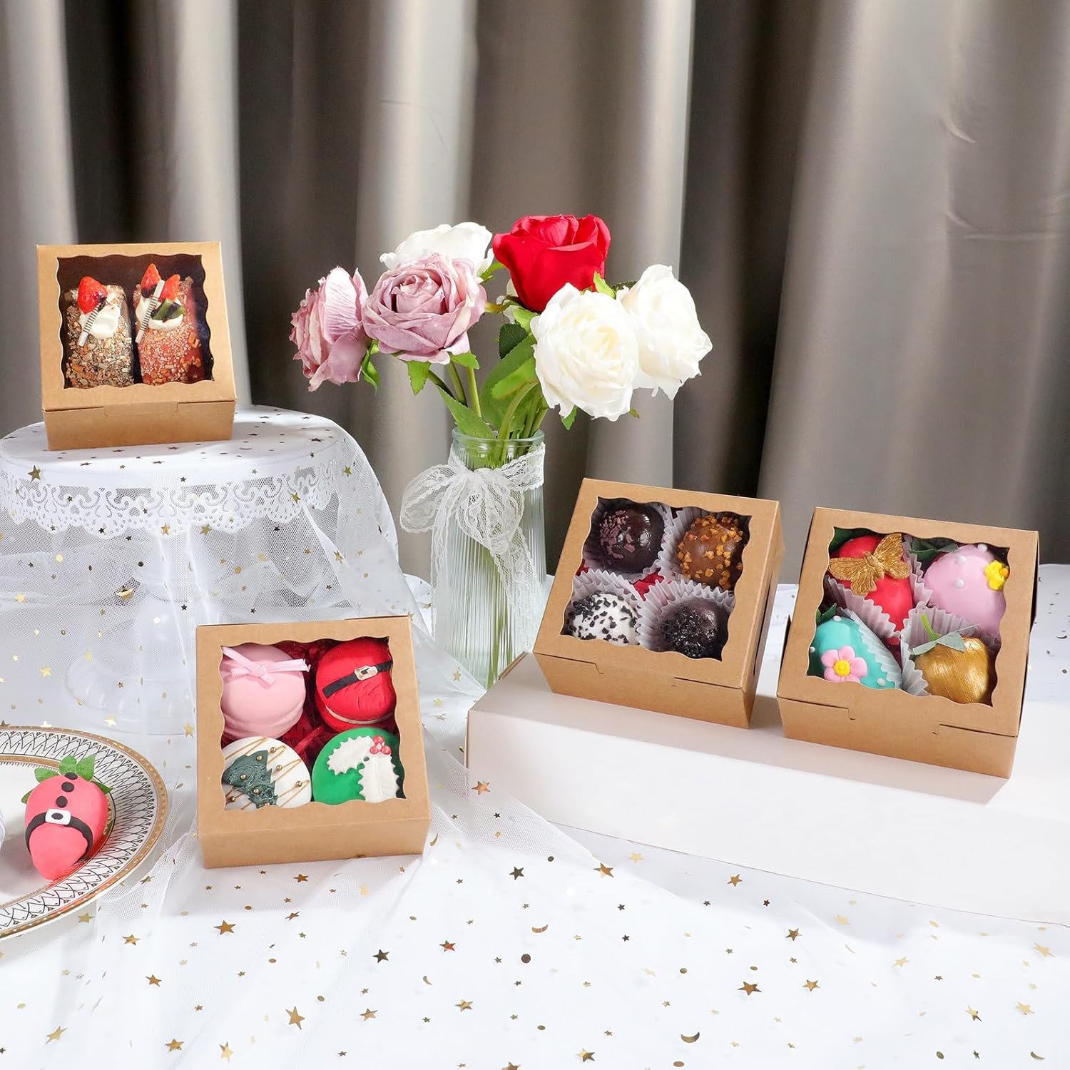 Großhandel 40er Pack kleine Backboxen 4x4x2 Zoll für Kekse, Mini Bundt-Torte, Pudding, Zimtschneckenverpackung, Schokoladentrüffelbox, individuelles Logo für Hochzeitsfavoriten, Hersteller von Verpackungen in großer Menge.