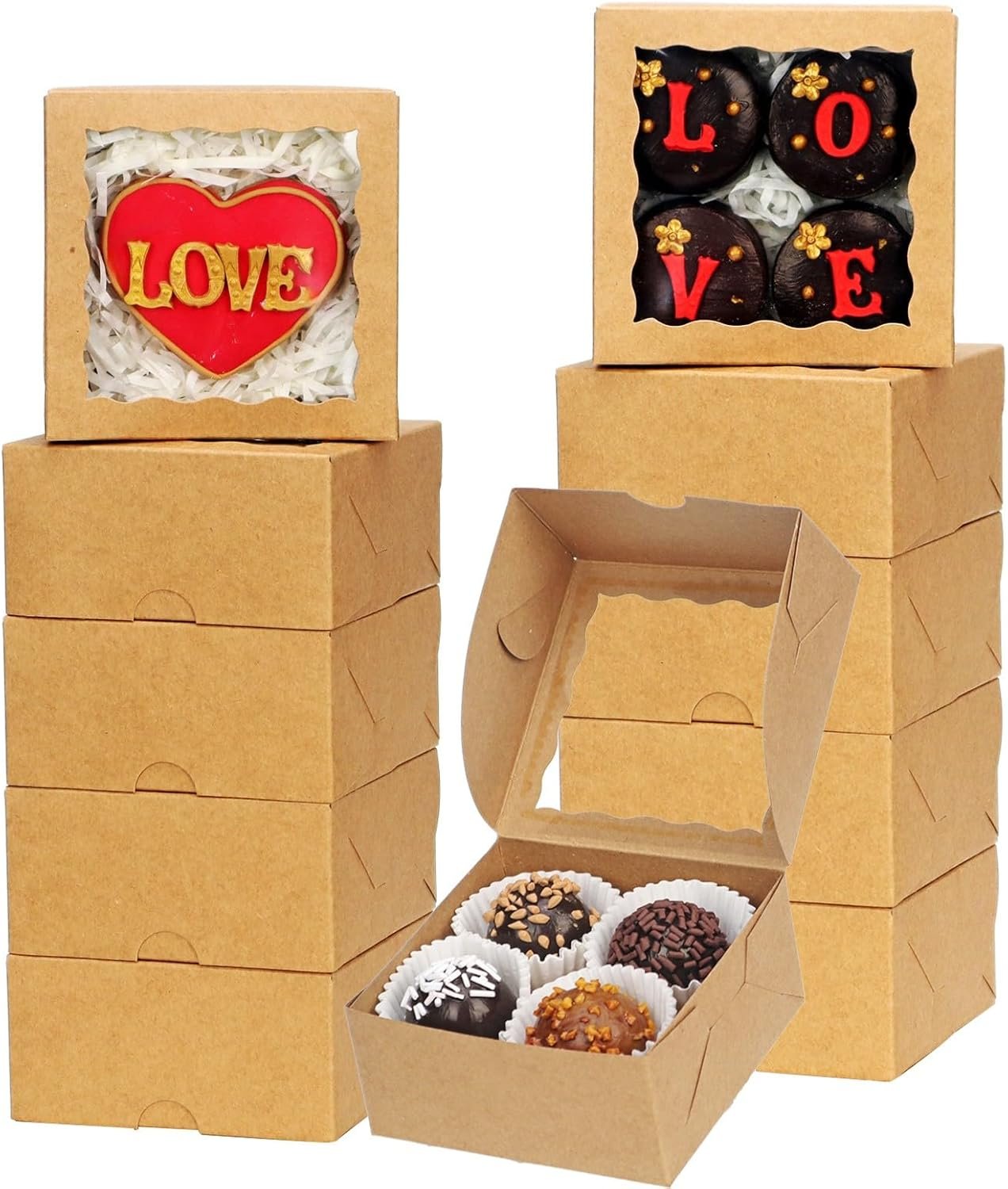 Großhandel 40er Pack kleine Backboxen 4x4x2 Zoll für Kekse, Mini Bundt-Torte, Pudding, Zimtschneckenverpackung, Schokoladentrüffelbox, individuelles Logo für Hochzeitsfavoriten, Hersteller von Verpackungen in großer Menge.