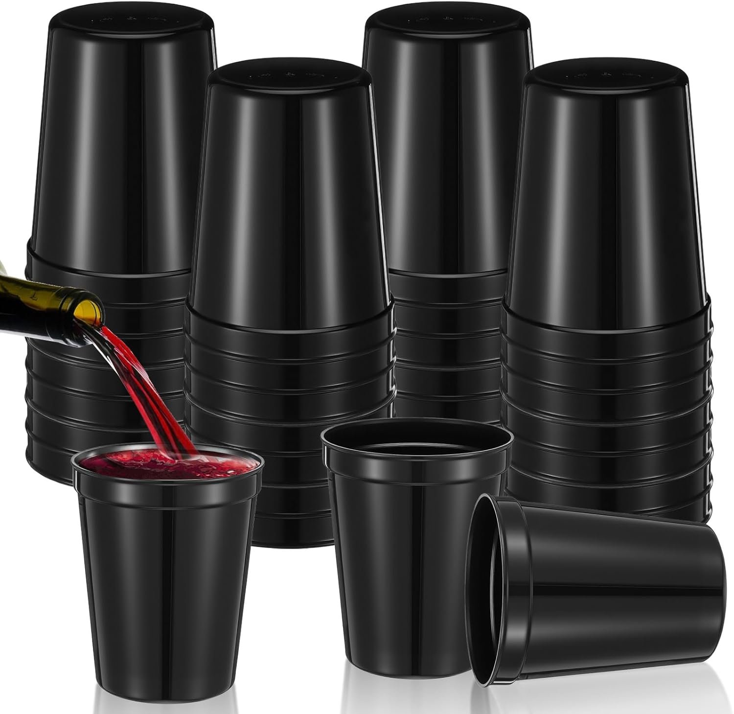 Großhandel 36 Pack 16 oz wiederverwendbare leere Plastikbecher, robuste stapelbare Trinkbecher für Partys, OEM für Abschlussfeiern, Hochzeiten und DIY-Projekte (schwarz)