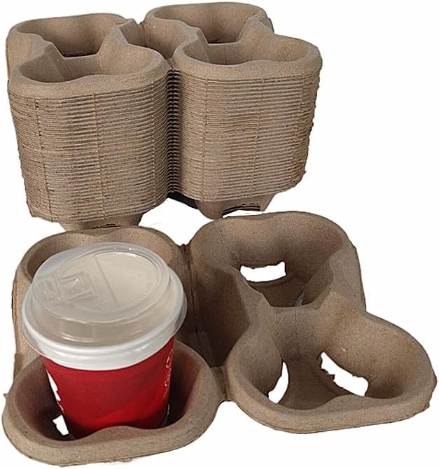 Großhandel 36er Packung biologisch abbaubare Trays für vier Becher, individuelle Logo-Druckmöglichkeit, kompostierbarer Getränketräger für heiße und kalte Getränke, ideal für Restaurants, Cafés und Food Delivery. Hersteller für zuverlässige Lieferung in Großmenge.