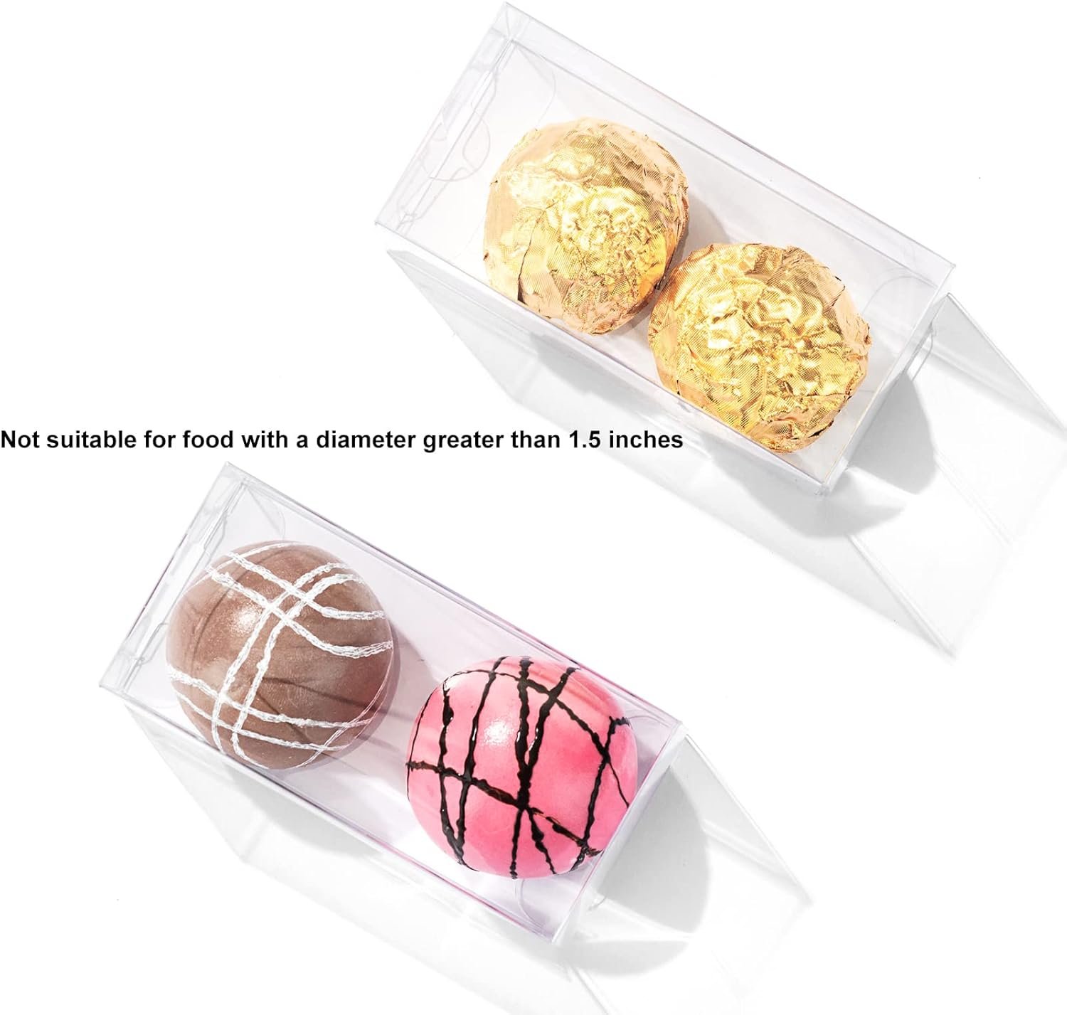 Großhandel klare Schokoladenboxen für 2 Trüffel, 3.1 x 1.5 x 1.5 Zoll als Hochzeitsgeschenk oder Party-Geschenkboxen, individuell bedruckbar, Hersteller für Großmengen. Großhandel klare Schokoladenboxen für 2 Trüffel, 3.1 x 1.5 x 1.5 Zoll als Hochzeitsgeschenk oder Party-Geschenkboxen, individuell bedruckbar, Hersteller für Großmengen.