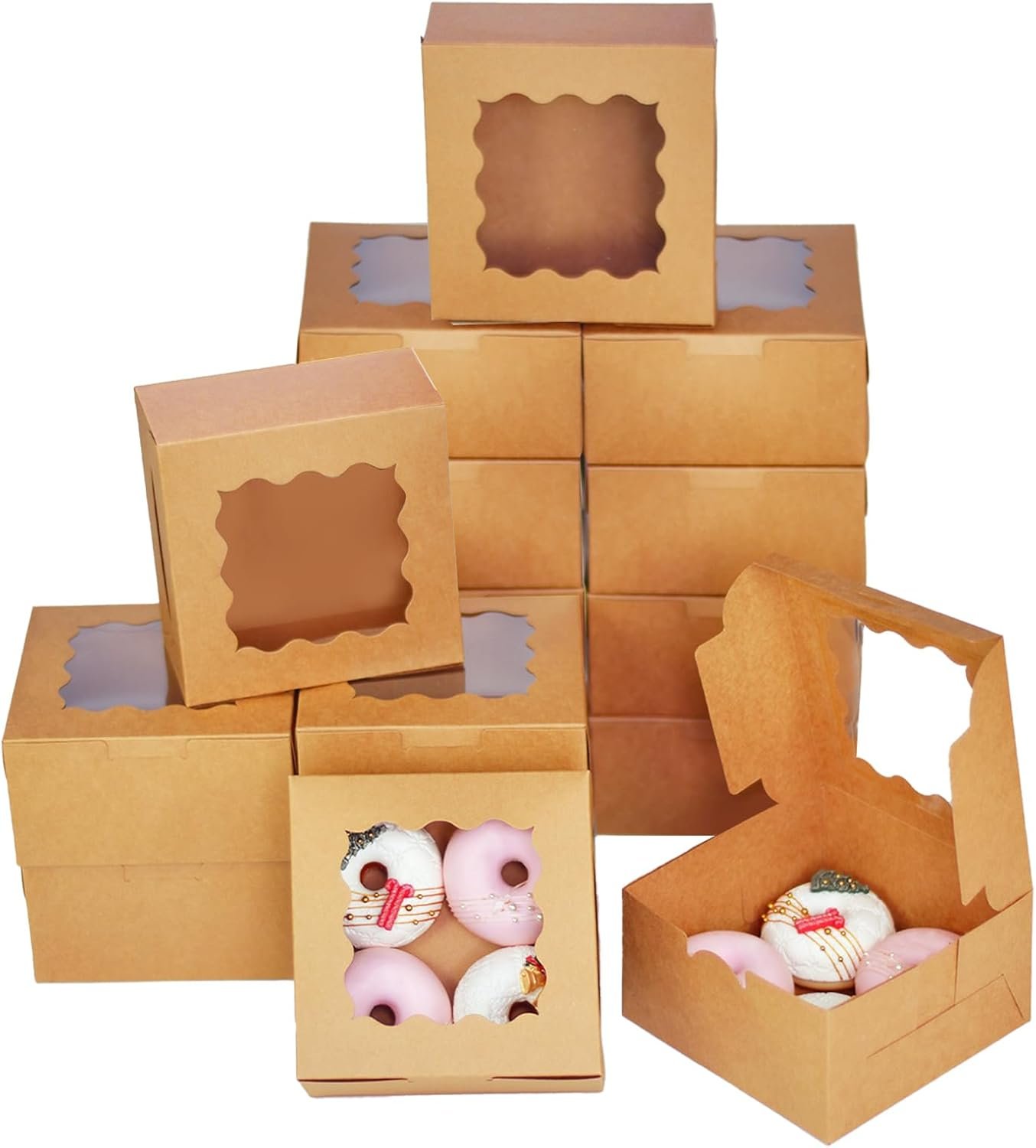 Großhandel 30-Packs robuste Macaroon Boxen mit Fenster 6x6x3 Zoll für Bäckereien, individuelles Logo, Hersteller von hochwertigen Verpackungen