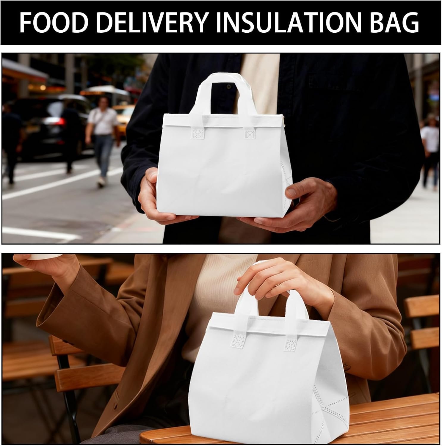 Großhandel 30 Pack isolierte Take Away Taschen, weiße wiederverwendbare Einkaufstasche, kleiner Kühler für Milchtee, heiße und kalte Lebensmittellieferung, 9,4 x 5,9 x 9,2 Zoll, individuelles Logo für alle Anwendungen, Hersteller für hochwertige Taschen. Großhandel 30 Pack isolierte Take Away Taschen, weiße wiederverwendbare Einkaufstasche, kleiner Kühler für Milchtee, heiße und kalte Lebensmittellieferung, 9,4 x 5,9 x 9,2 Zoll, individuelles Logo für alle Anwendungen, Hersteller für hochwertige Taschen.