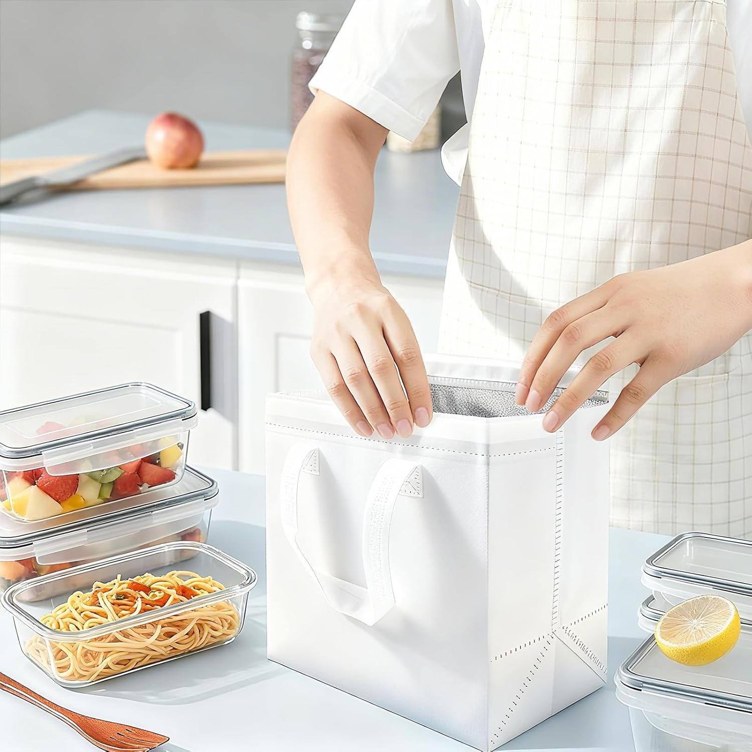 Großhandel 30 Pack isolierte Take Away Taschen, weiße wiederverwendbare Einkaufstasche, kleiner Kühler für Milchtee, heiße und kalte Lebensmittellieferung, 9,4 x 5,9 x 9,2 Zoll, individuelles Logo für alle Anwendungen, Hersteller für hochwertige Taschen. Großhandel 30 Pack isolierte Take Away Taschen, weiße wiederverwendbare Einkaufstasche, kleiner Kühler für Milchtee, heiße und kalte Lebensmittellieferung, 9,4 x 5,9 x 9,2 Zoll, individuelles Logo für alle Anwendungen, Hersteller für hochwertige Taschen.