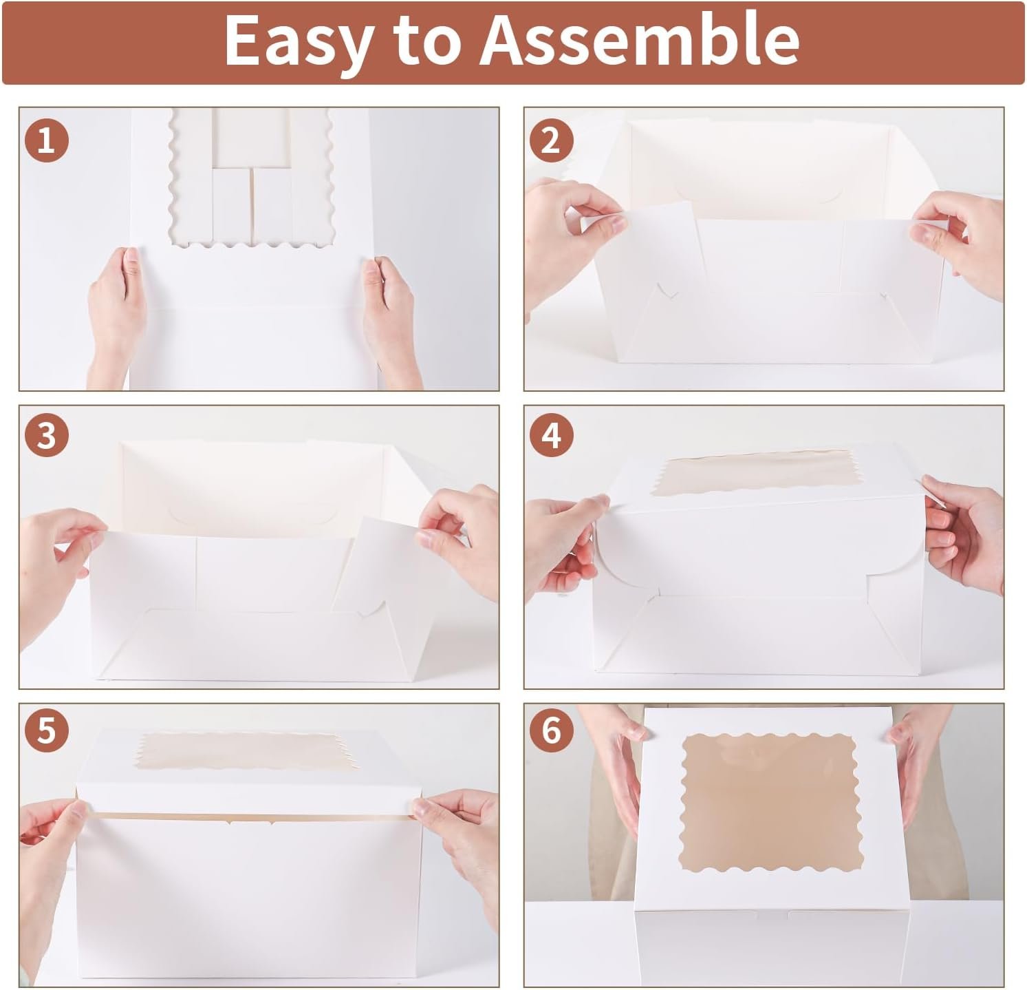 Großhandel 48 Stück Kuchenboxen 10x10x5 Zoll mit Fenster, individuell gestaltet, von zuverlässigem Hersteller, 24 weiße Boxen und 24 Unterlagen, ideal für den Einweg 10 Zoll Kuchen. Großhandel 48 Stück Kuchenboxen 10x10x5 Zoll mit Fenster, individuell gestaltet, von zuverlässigem Hersteller, 24 weiße Boxen und 24 Unterlagen, ideal für den Einweg 10 Zoll Kuchen.