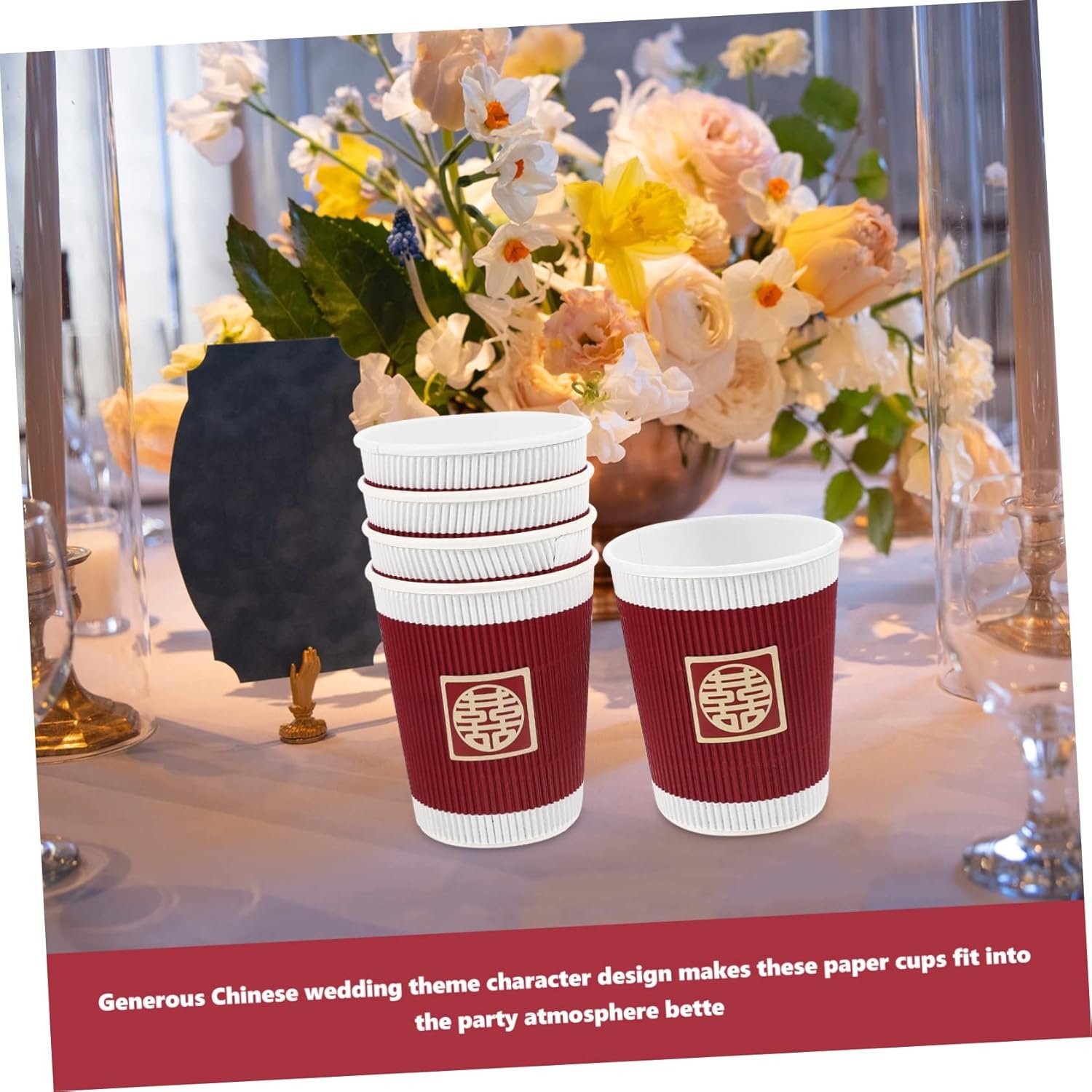 Großhandel 20 Stück Hochzeitsmotto Einweg-Papbecher mit elegantem Design in Pink und Blau, individueller Logo-Druck möglich, vom Hersteller für Bulk-Bestellungen erhältlich.