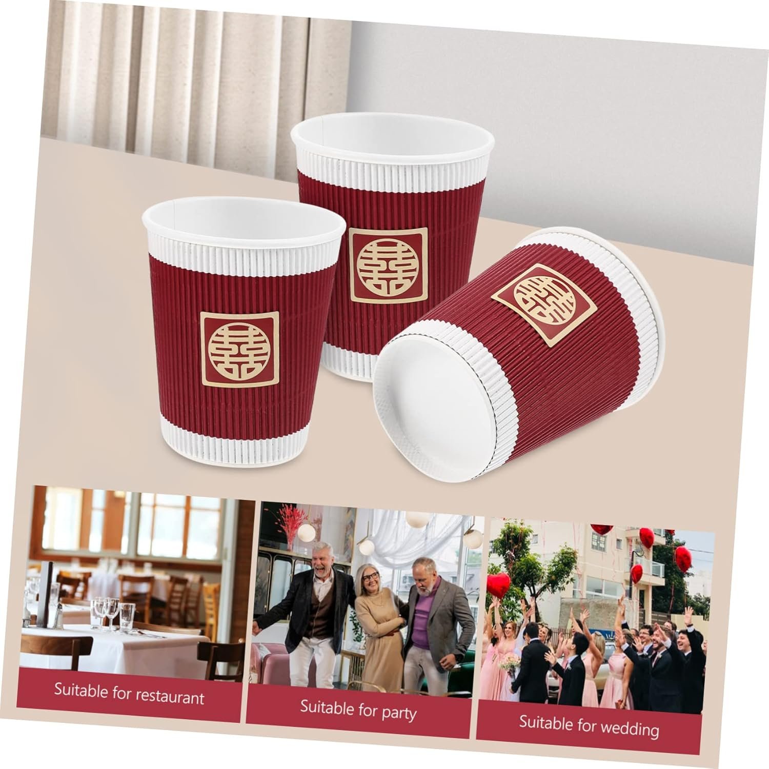 Großhandel 20 Stück Hochzeitsmotto Einweg-Papbecher mit elegantem Design in Pink und Blau, individueller Logo-Druck möglich, vom Hersteller für Bulk-Bestellungen erhältlich.