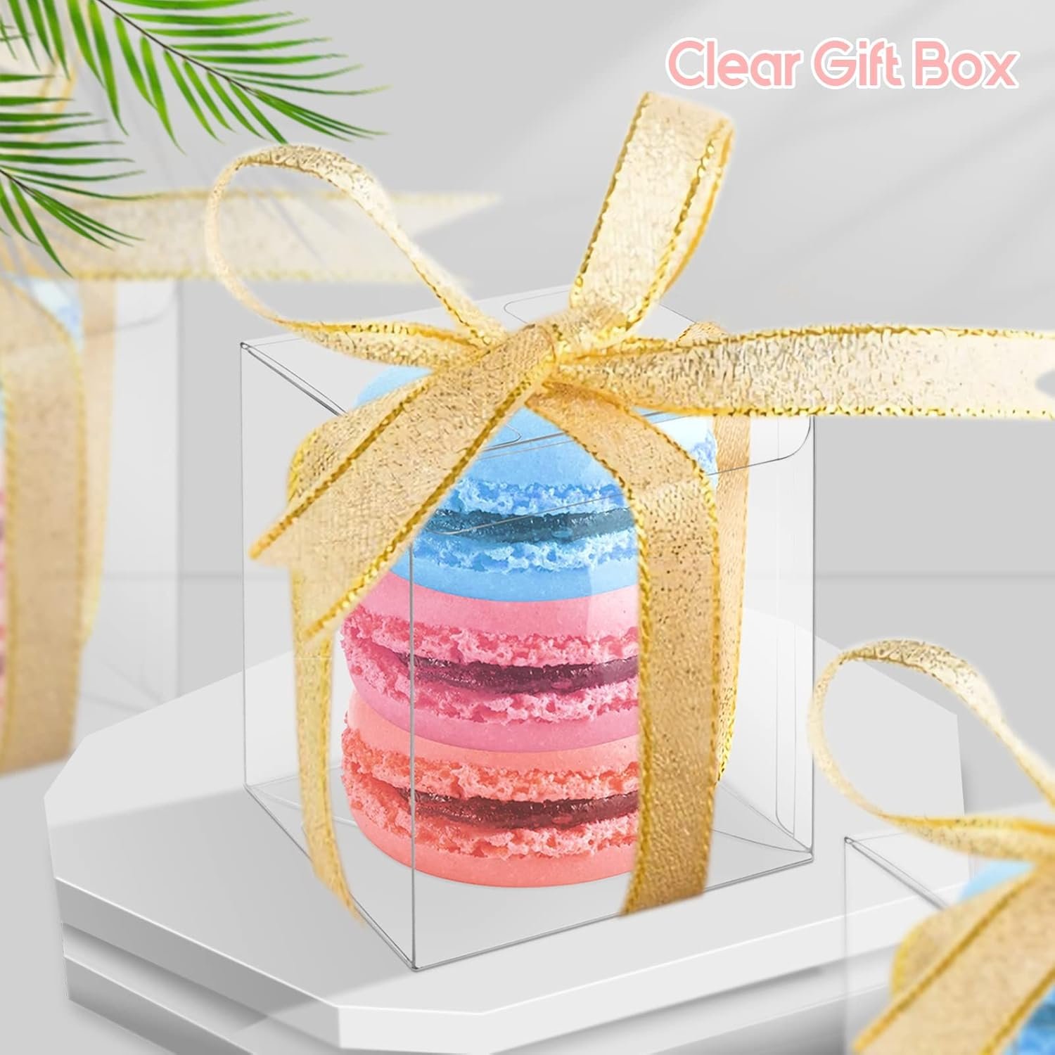 Großhandel 25 Stück transparente Favoritenboxen 2.25x2.25x3 Zoll für Macarons, individuelles Logo für Hochzeit, Baby Shower und Geburtstag, OEM Boxen in Kleinmenge Großhandel 25 Stück transparente Favoritenboxen 2.25x2.25x3 Zoll für Macarons, individuelles Logo für Hochzeit, Baby Shower und Geburtstag, OEM Boxen in Kleinmenge