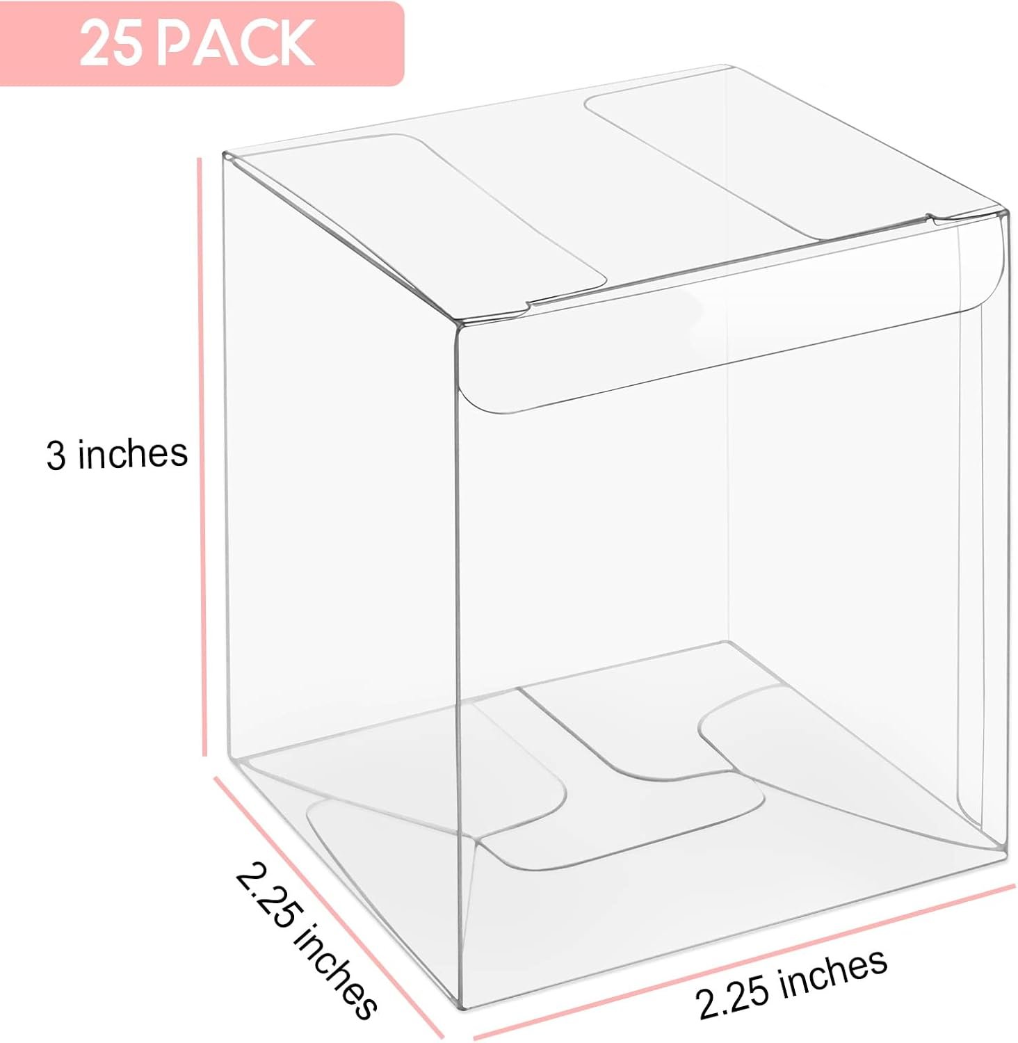 Großhandel 25 Stück transparente Favoritenboxen 2.25x2.25x3 Zoll für Macarons, individuelles Logo für Hochzeit, Baby Shower und Geburtstag, OEM Boxen in Kleinmenge Großhandel 25 Stück transparente Favoritenboxen 2.25x2.25x3 Zoll für Macarons, individuelles Logo für Hochzeit, Baby Shower und Geburtstag, OEM Boxen in Kleinmenge