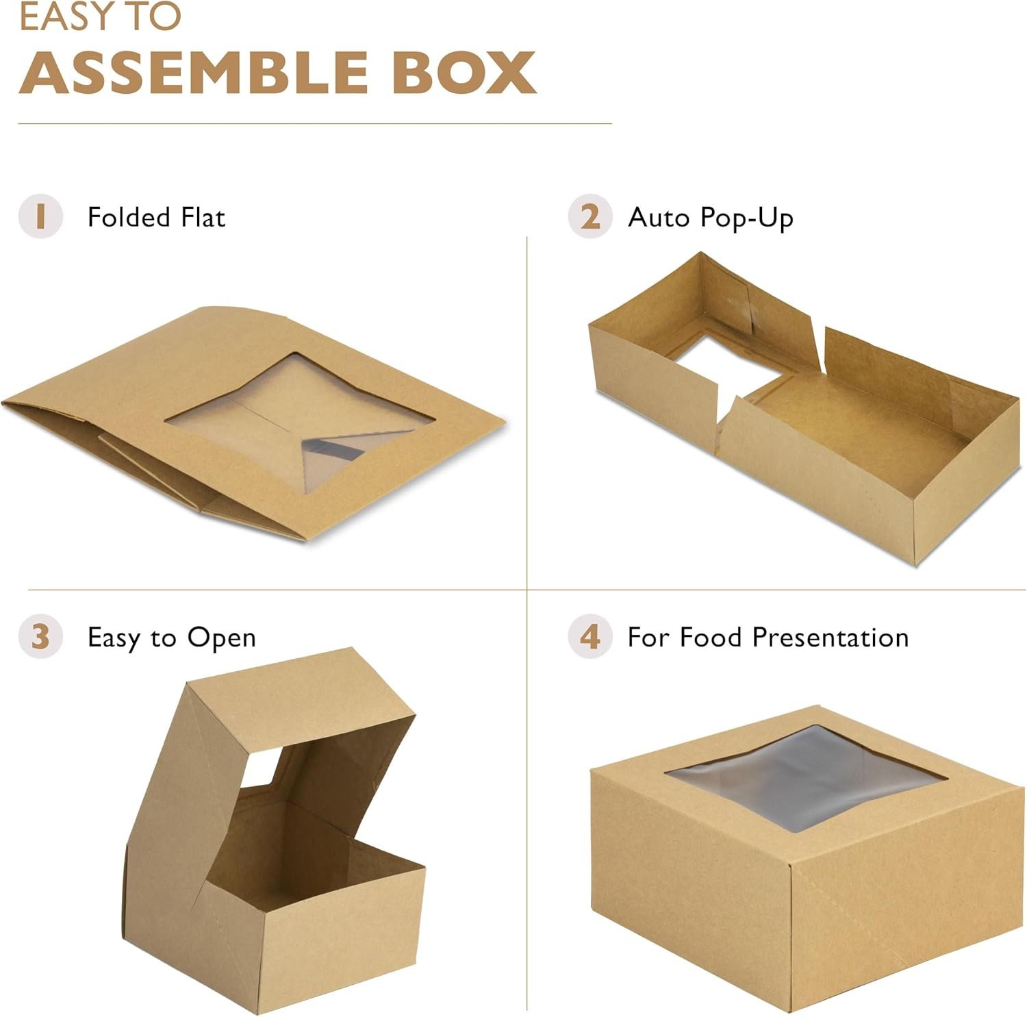 Großhandel Kraft Kuchenboxen 25er Pack mit Fenster 6x6x3 für Cupcakes, Kekse und Gebäck, Individuelles Logo und OEM Optionen, Verpackung für Valentinstag, Weihnachten, Bulk Treat Box und Kuchenbox Großhandel Kraft Kuchenboxen 25er Pack mit Fenster 6x6x3 für Cupcakes, Kekse und Gebäck, Individuelles Logo und OEM Optionen, Verpackung für Valentinstag, Weihnachten, Bulk Treat Box und Kuchenbox