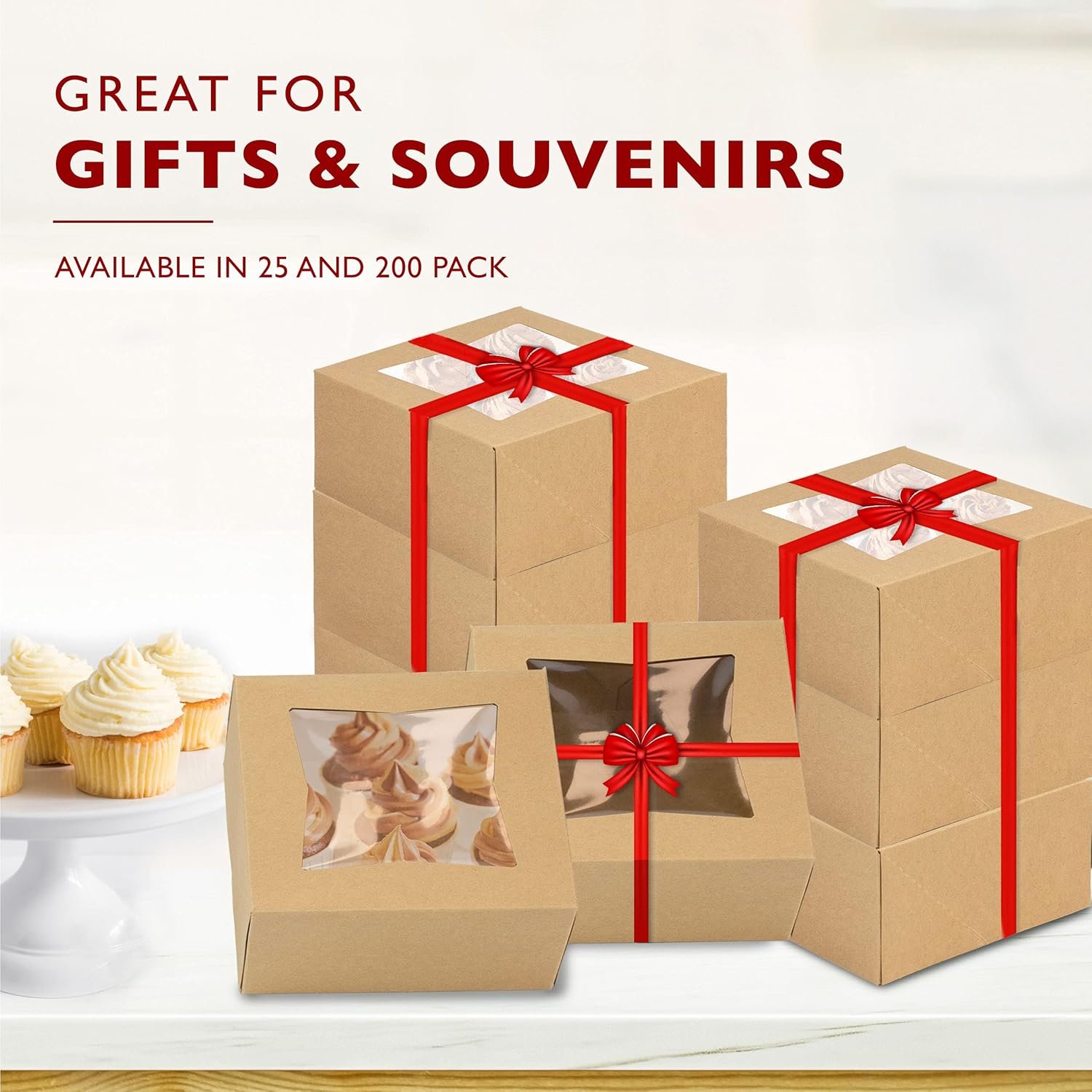 Großhandel Kraft Kuchenboxen 25er Pack mit Fenster 6x6x3 für Cupcakes, Kekse und Gebäck, Individuelles Logo und OEM Optionen, Verpackung für Valentinstag, Weihnachten, Bulk Treat Box und Kuchenbox Großhandel Kraft Kuchenboxen 25er Pack mit Fenster 6x6x3 für Cupcakes, Kekse und Gebäck, Individuelles Logo und OEM Optionen, Verpackung für Valentinstag, Weihnachten, Bulk Treat Box und Kuchenbox