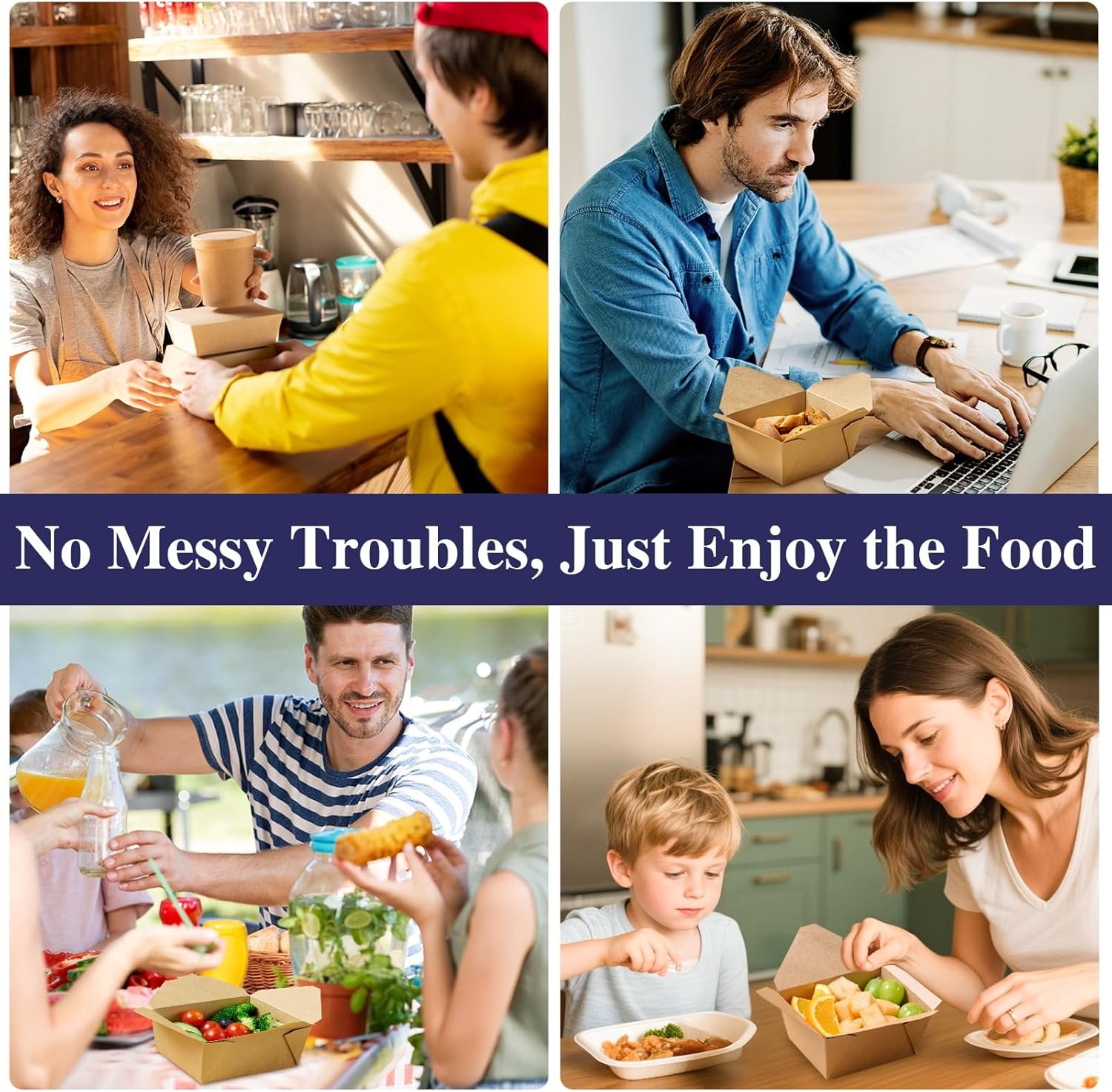 Großhandel 50er Packung 27 oz Take-Out Lebensmittelbehälter, kraftbraune Take-Out-Boxen, Leckage- und fettbeständig, individuell bedruckbar für Restaurants, Häuser, Büros, Picknicks, vom Hersteller.