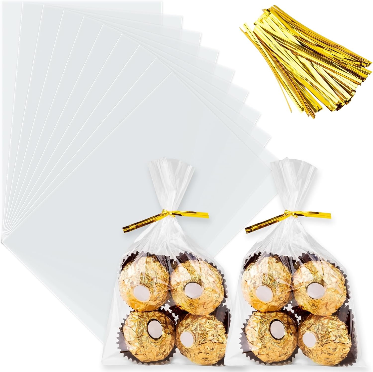 Großhandel Cellophane Taschen, 100 Stück 4x6 Zoll klare Kunststoff Goodie Beutel mit farbigen Drehverschlüssen, ideal für Cookies, Popcorn und kleine Geschenke, Individuelles Logo für Geburtstagsfeiern, OEM Hersteller Lösungen.