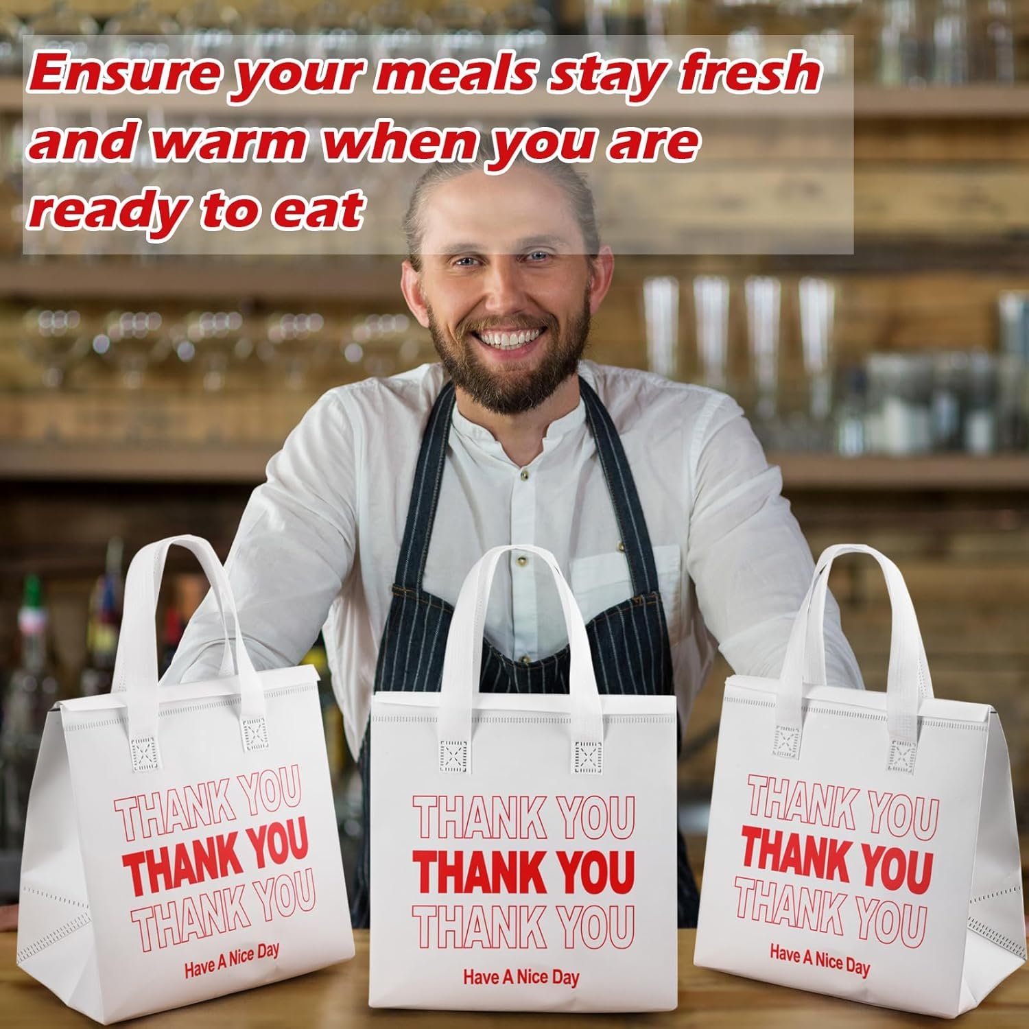 Großhandel 80 Stück isolierte Taschen für die Lieferung von Lebensmitteln 9,5 x 9,5 x 6 Zoll thermoisolierte Tasche für kalte und heiße Speisen, ideal für Catering, Restaurant, Picknick mit individuellem Logo, Hersteller von hochwertigen Thermotaschen.